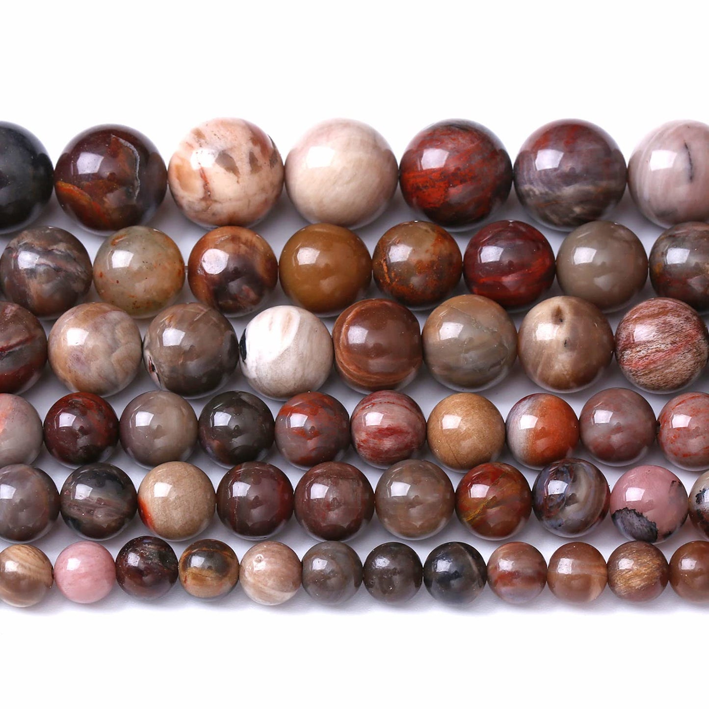 6MM 60PCS Natural Stone Petrified Wood Jasper Loose Beads for Jewelry Making DIY Bracelet