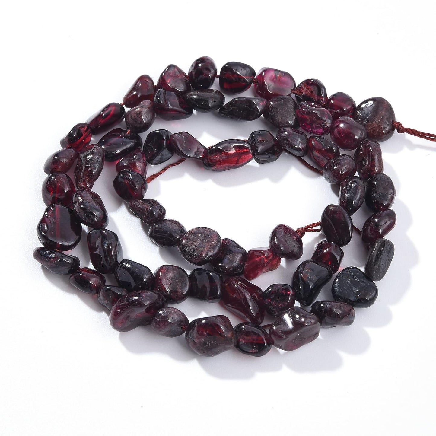 jodaying 6-8mm Natural Red Garnet Nuggets Oval Free Tumbled Pebble Semi Precious Gemstone Loose Stone Beads Approx 15.5 inch for DIY Jewelry Making