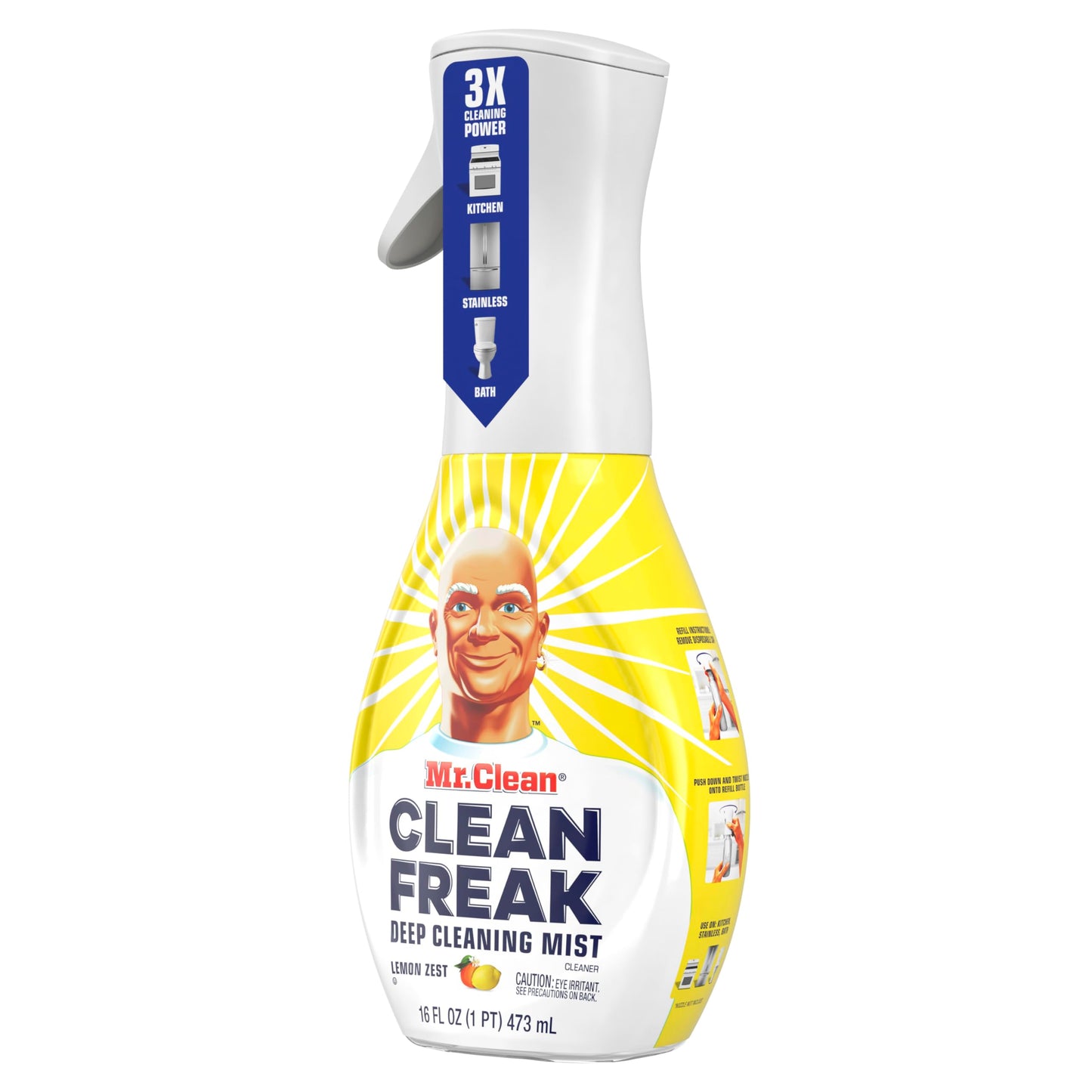 Mr. Clean Clean Freak Multi Surface Cleaning Spray, Deep Cleaning Mist Starter Kit and Refill Bundle, Lemon Zest Scent, 64 fl oz