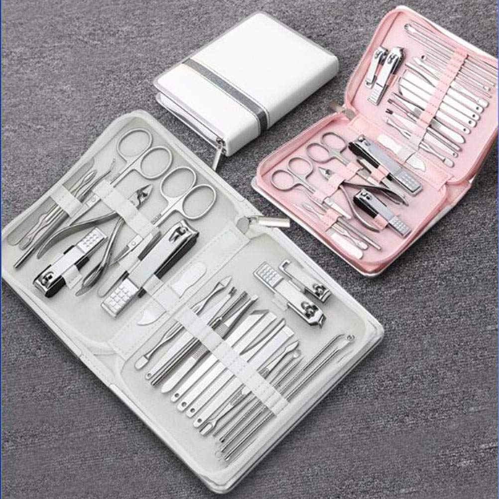 Manicure Pedicure Kit, 26 Pieces Professional Nail Clippers Set, Stainless Steel with Leather Case, Portable Nail Care Tools for Home Use, Black