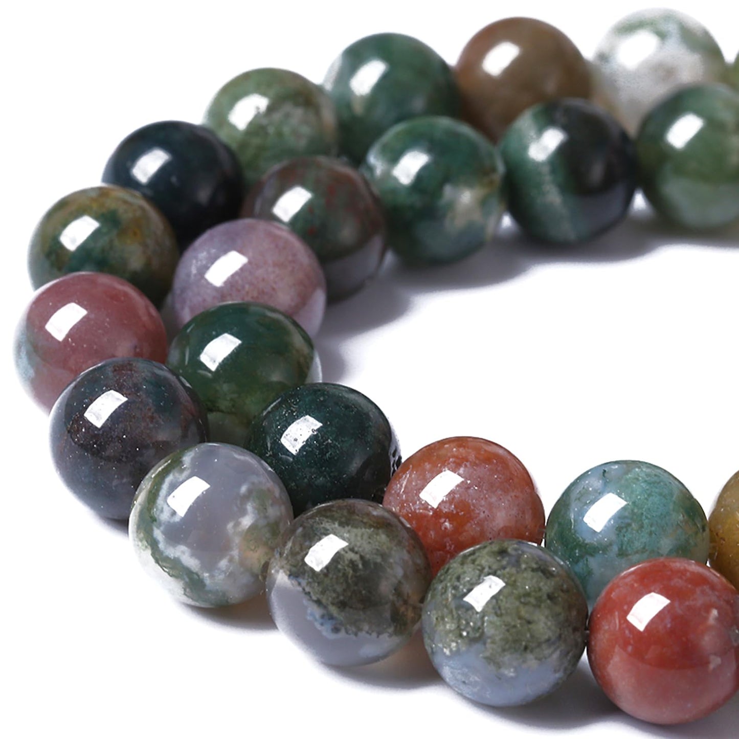 Natural Stone Indian Agate Beads for Jewelry Making Round Gemstone Beads DIY Bracelet Necklace 180pcs 4MM 2 Strands 32"