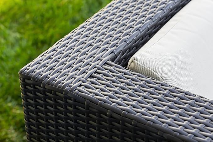 Outdoor Patio Furniture with 6-inch Thick Rainshield Cushions, No-Assembly 7-Piece All-Weather Wicker Sectional Set (Sunbrella Coal)