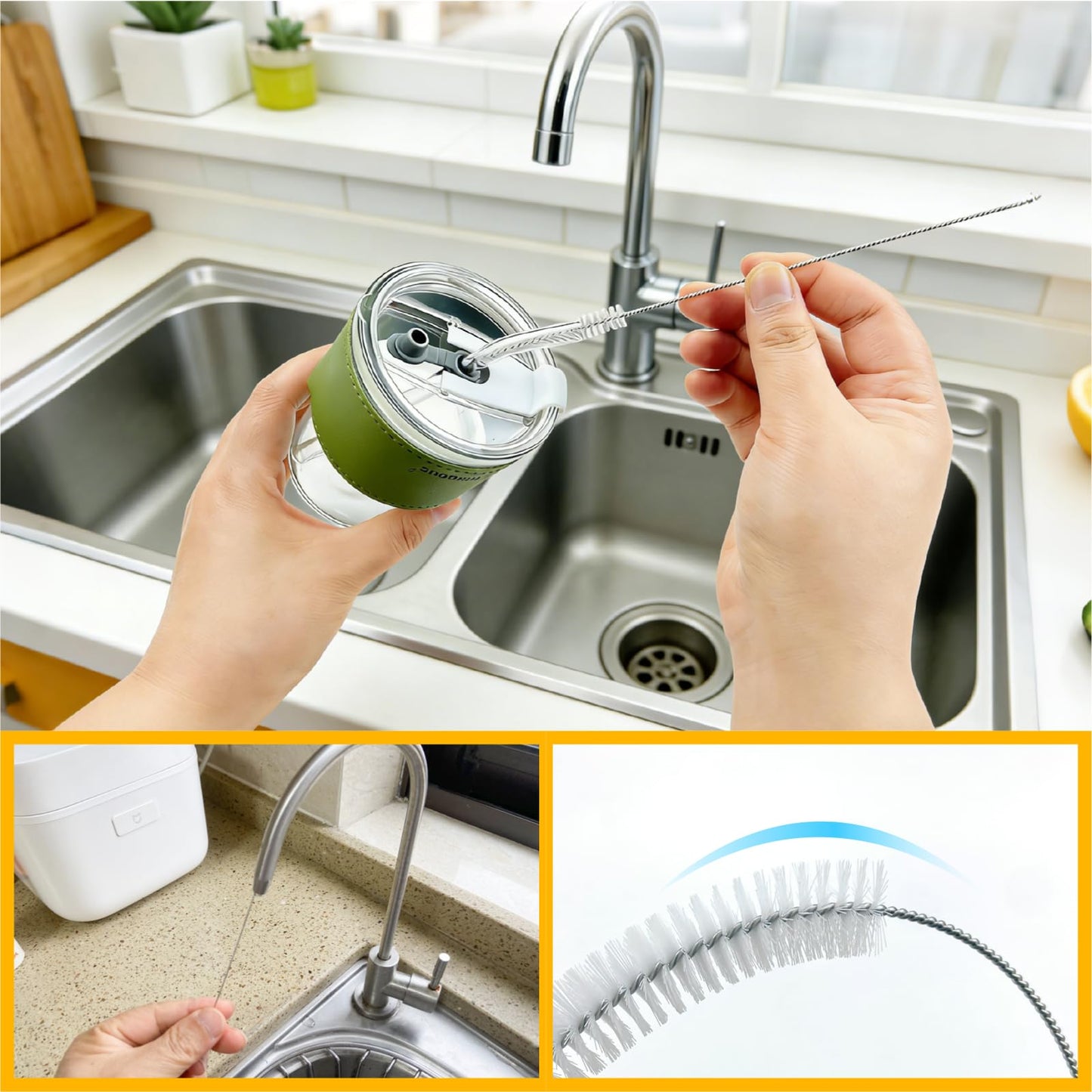 13Pcs Deep Crevice Cleaning Brush Set with Flashlight Gloves & Drain Brush - Dryer Vent Cup Lid Straw Gap Cleaning Tools Professional Cleaning Supplies