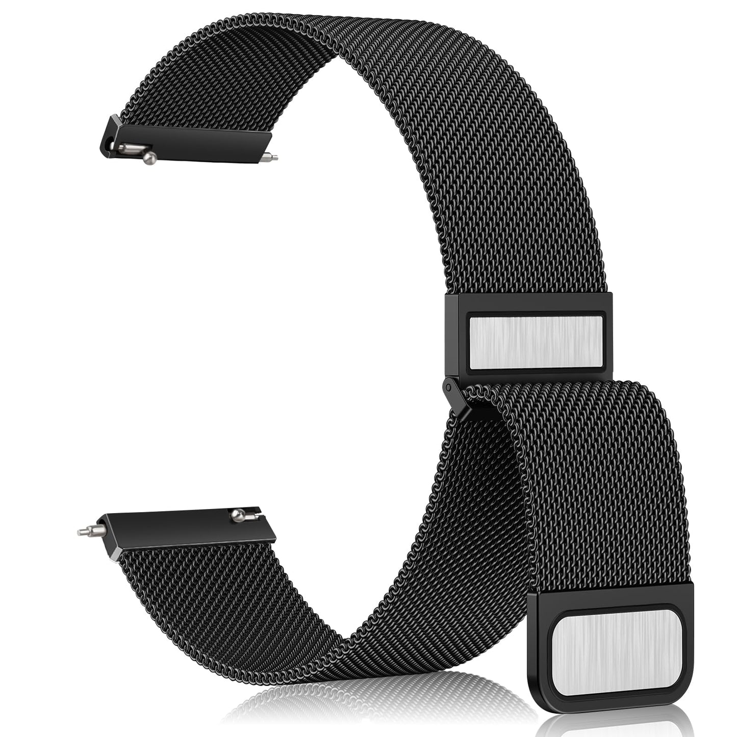 Vanjua 22mm Watch Band for Women Men, 22mm Quick Release Stainless Steel Metal Mesh Loop Adjustable Magnetic Replacement Wristbands Straps Bands