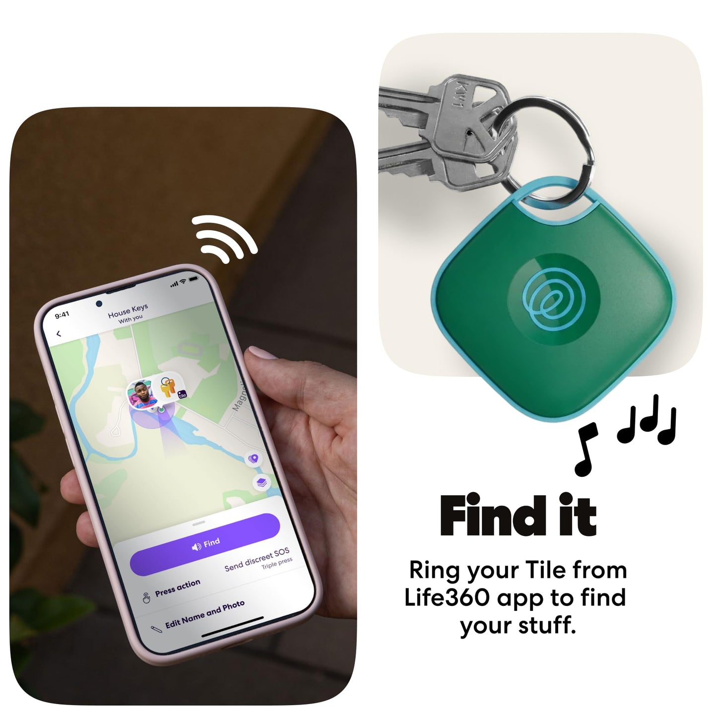 Life360 Tile - Bluetooth Tracker, Keys Finder and Item Locator for Keys, Bags and More. Phone Finder. Both iOS and Android Compatible. 1-Pack (Green Surf)