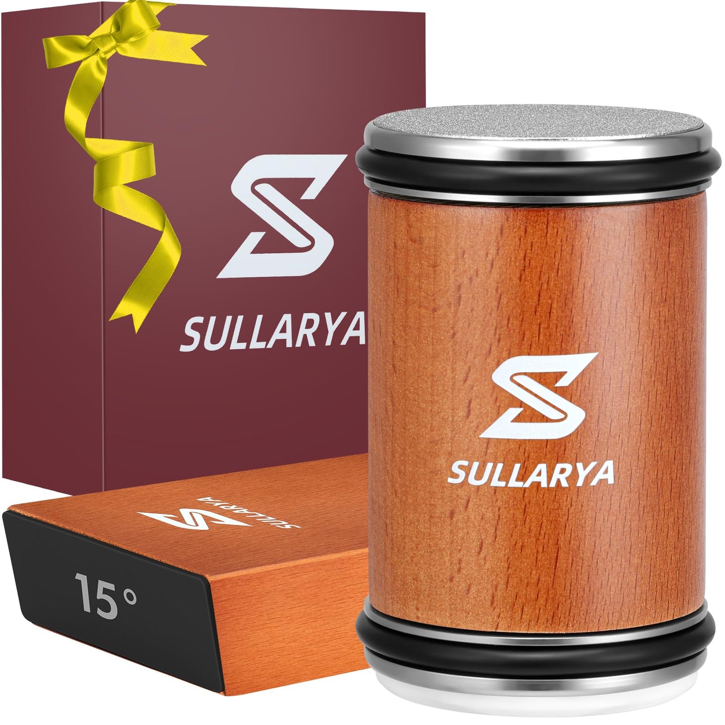 SULLARYA Knife Sharpener, Rolling Knife Sharpener, Knife Sharpening kit with Diamonds and Ceramic for Steel of Any Hardness, Kitchen Knife Sharpener with 15 & 20 Degree Magnetic Angle