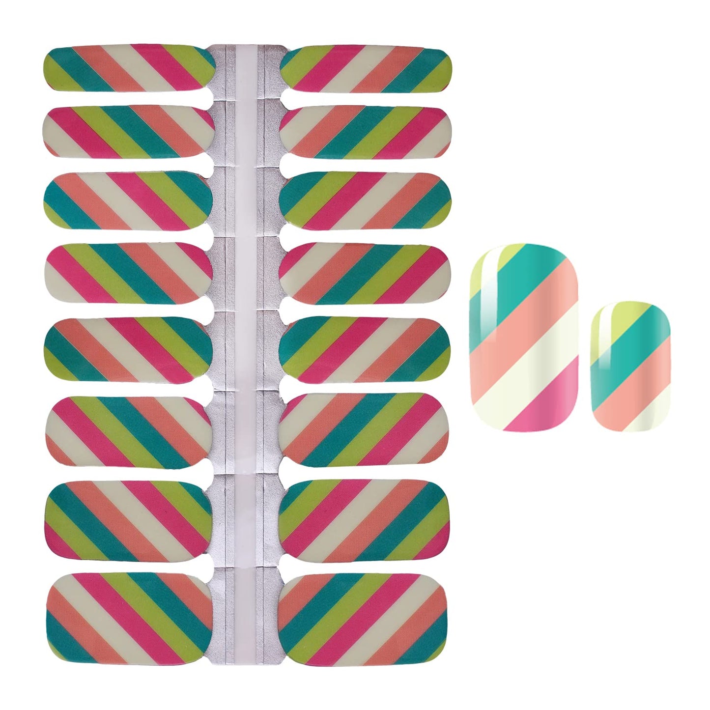 SILPECWEE 5 Sheets Rainbow Nail Wraps - Self Adhesive Nail Polish Strips for Women's Manicure Design with 1pc Nail File