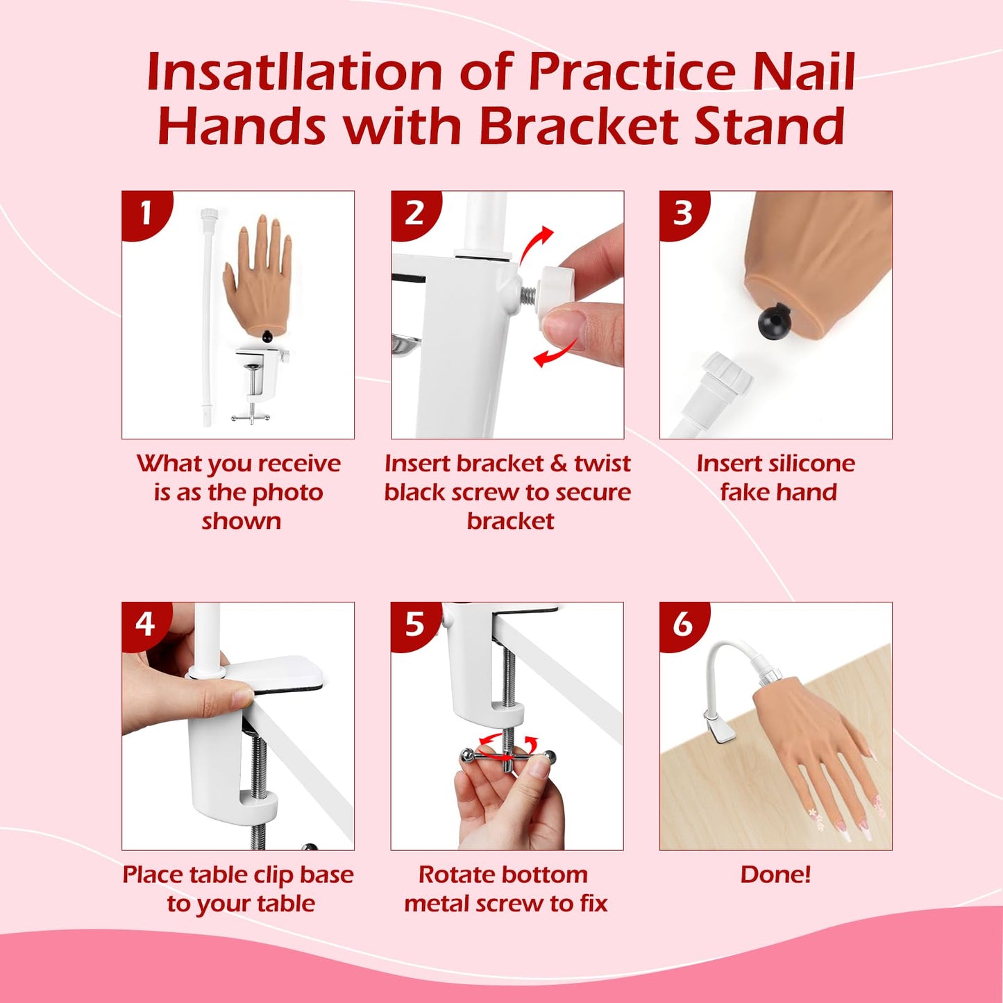 LIONVISON Practice Hand for Acrylic Nails, Realistic Silicone Nail Hand Practice, Flexible Fake Nail Mannequin Training Hand for Nail Practice, Acrylic Nail Art Practice Tool (with Visible Joints)
