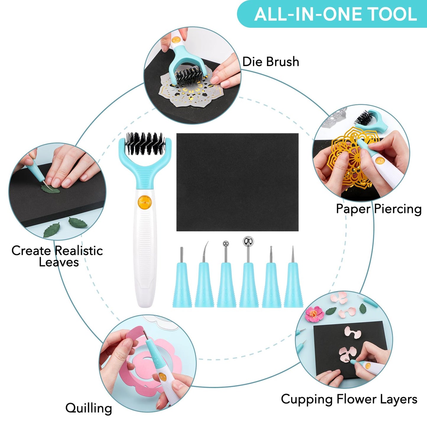 CYFUN DESIGN All-in-One Paper Sculpting Tool Kit & Die Brush for Card Making & Scrapbooking