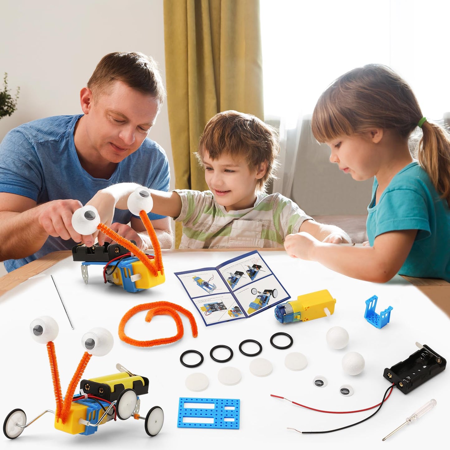 4 Set Bulk Robot Kits for Kids 8-12, STEM Crafts Robotics Science Projects STEM Toys for Boys Girls, Electronics Building Craft Kit Classroom Activities 1st 2nd 3rd Grade 8 9 10 11 12 Year Old