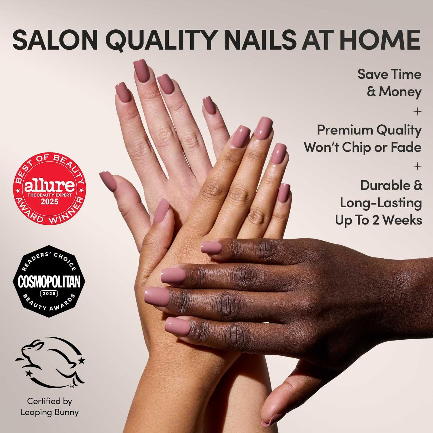 Glamnetic Press-On Nails Bundle - Mauve Cutie & Mauve On | 2 Muted Purple Fake Nails in Super Short & Short Squoval | Durable, Salon-Quality Nail Kits