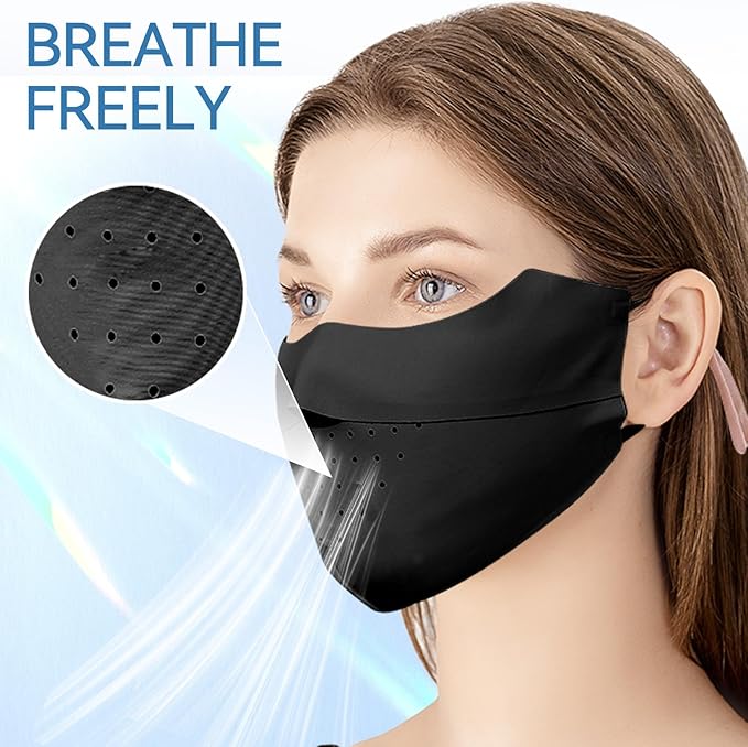 EIGIIS Sun Protection Face Cover UPF 50+ UV Face Mask Ice Silk Covering Reusable Running Fishing Golf Sports Face Shield