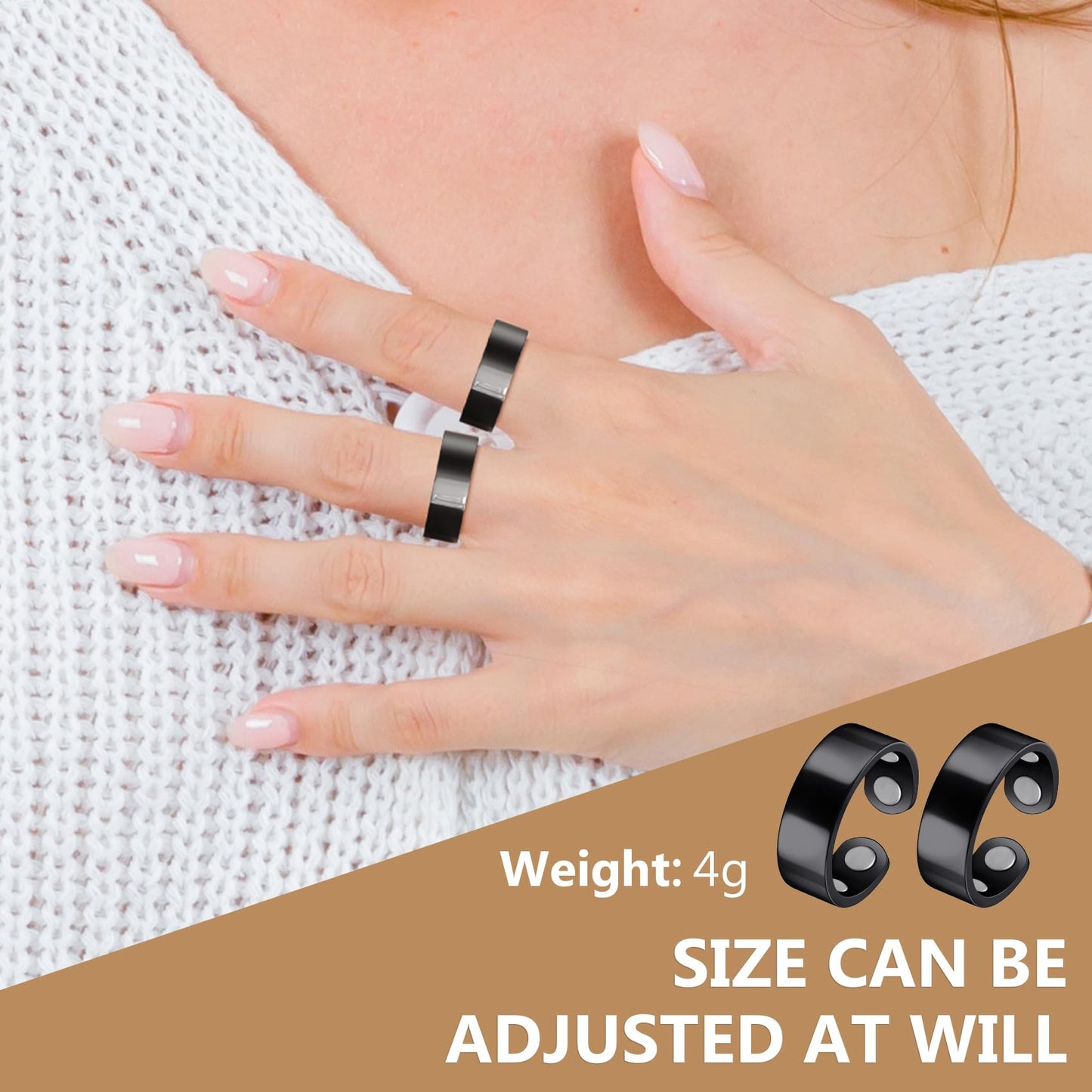 Feraco 2 PCS Copper Rings for Women,99.99% Pure Cooper Magnetic Therapy Thumb Ring Jewelry with Magnets