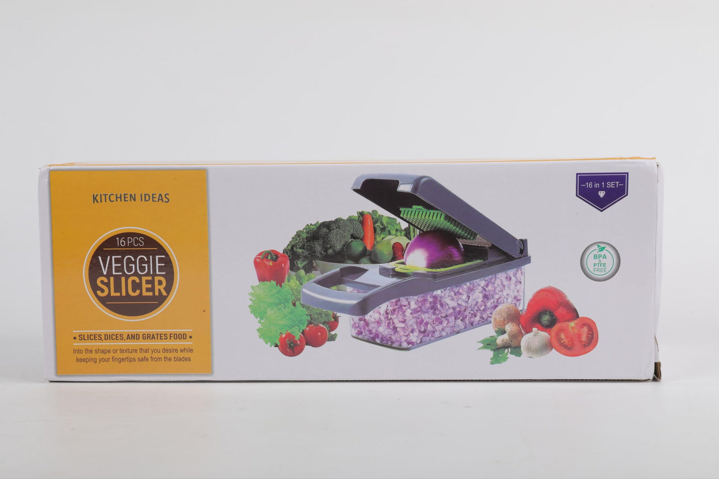 16-in-1 Multifunction Vegetable Cutter & Food Dicer with Container – BPA-Free Mandoline Slicer, Kitchen Chopper & Cleaning Tool.