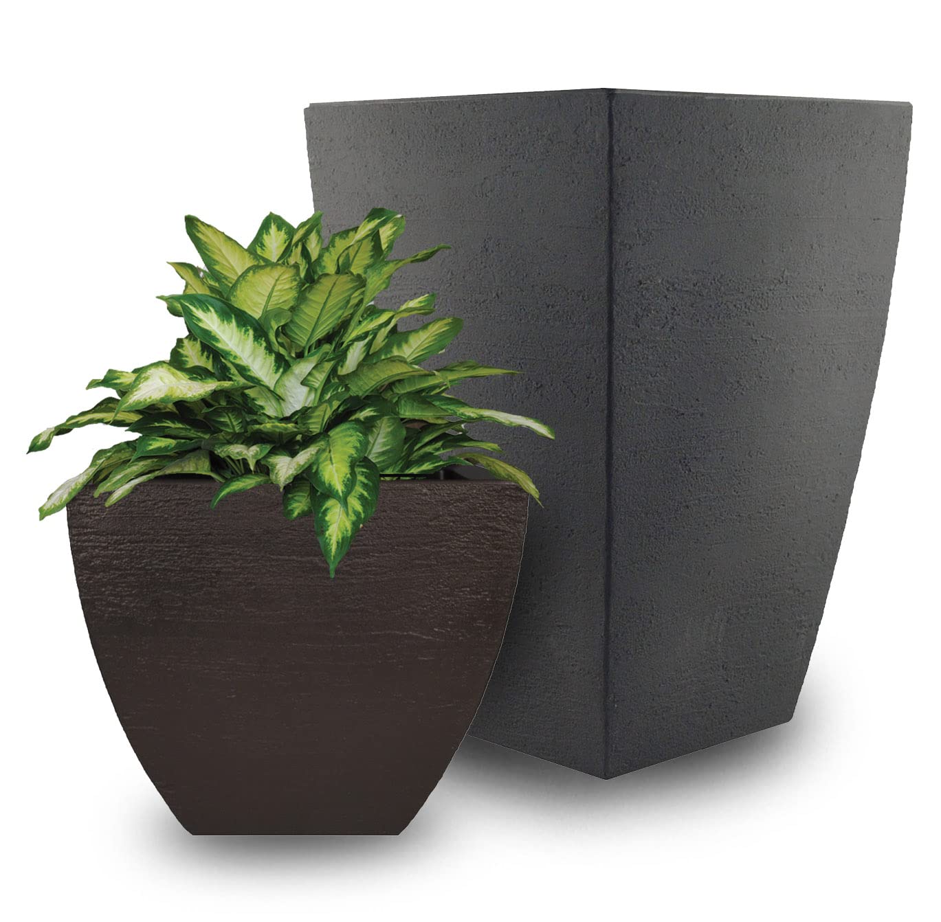 Tusco Products MSQ16BK Modern Square Garden Planter, 16-Inch, Black