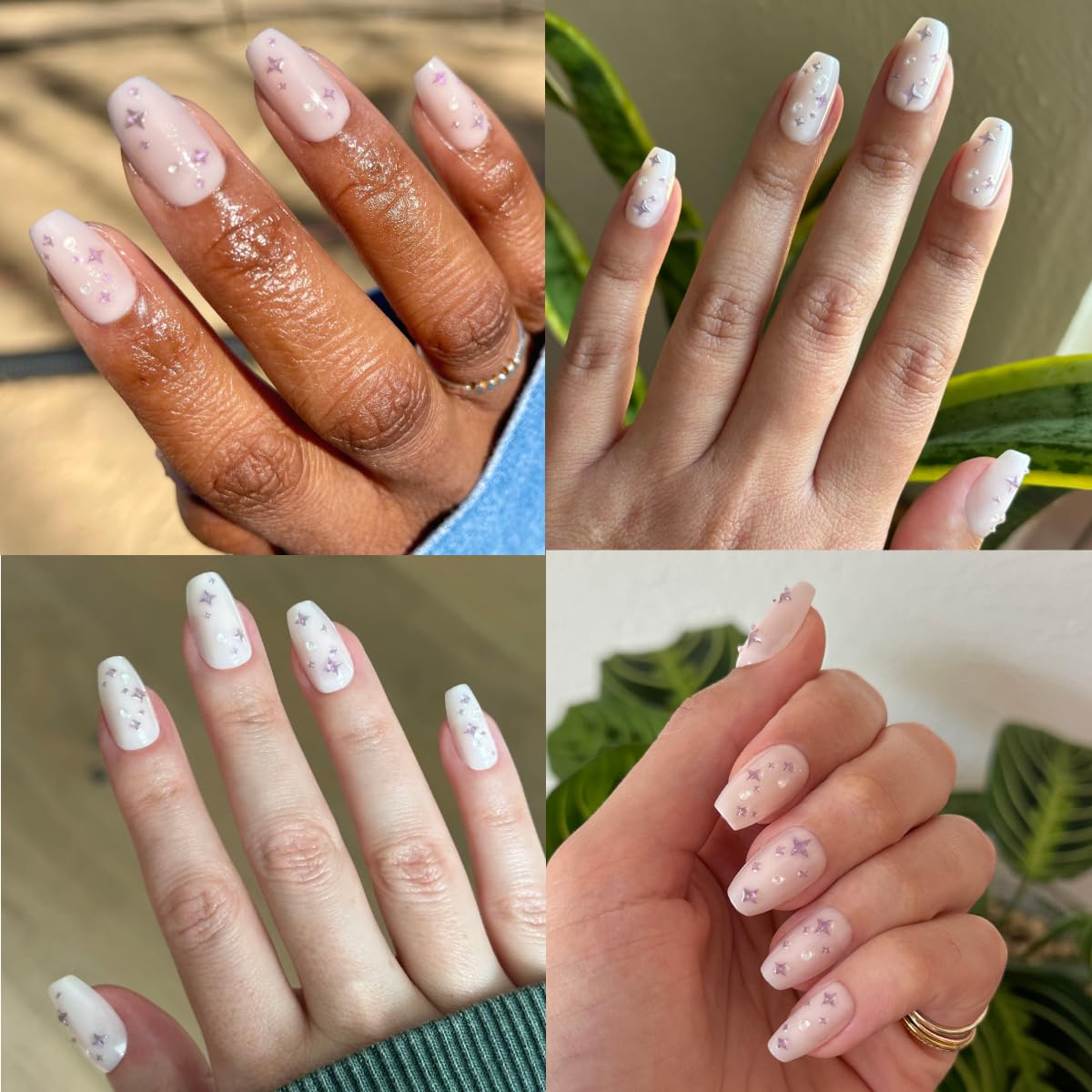 Olive & June Maximalist Instant Mani Press-On Nails (Glue) | 42 Fake Nails, 21 Sizes | Non-Toxic, Long-Lasting Big, Bold Gorgeous Realistic Look | Medium, Coffin | Puffy Sparkles & Pearls