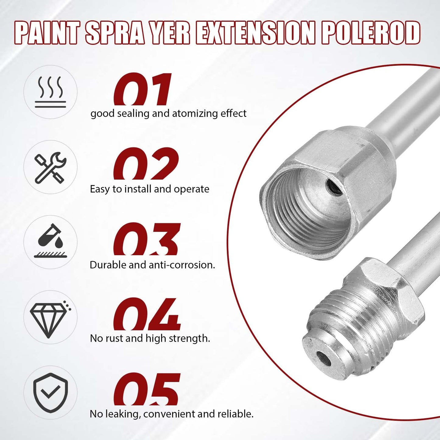 5 Pcs Airless Sprayer Gun Hose Kit Airless Paint Spray Gun High Pressure 3600 Psi 517 Tip Swivel Joint with Nozzle Guard Tips and 10 Inch Extension Rod for Machine Paint