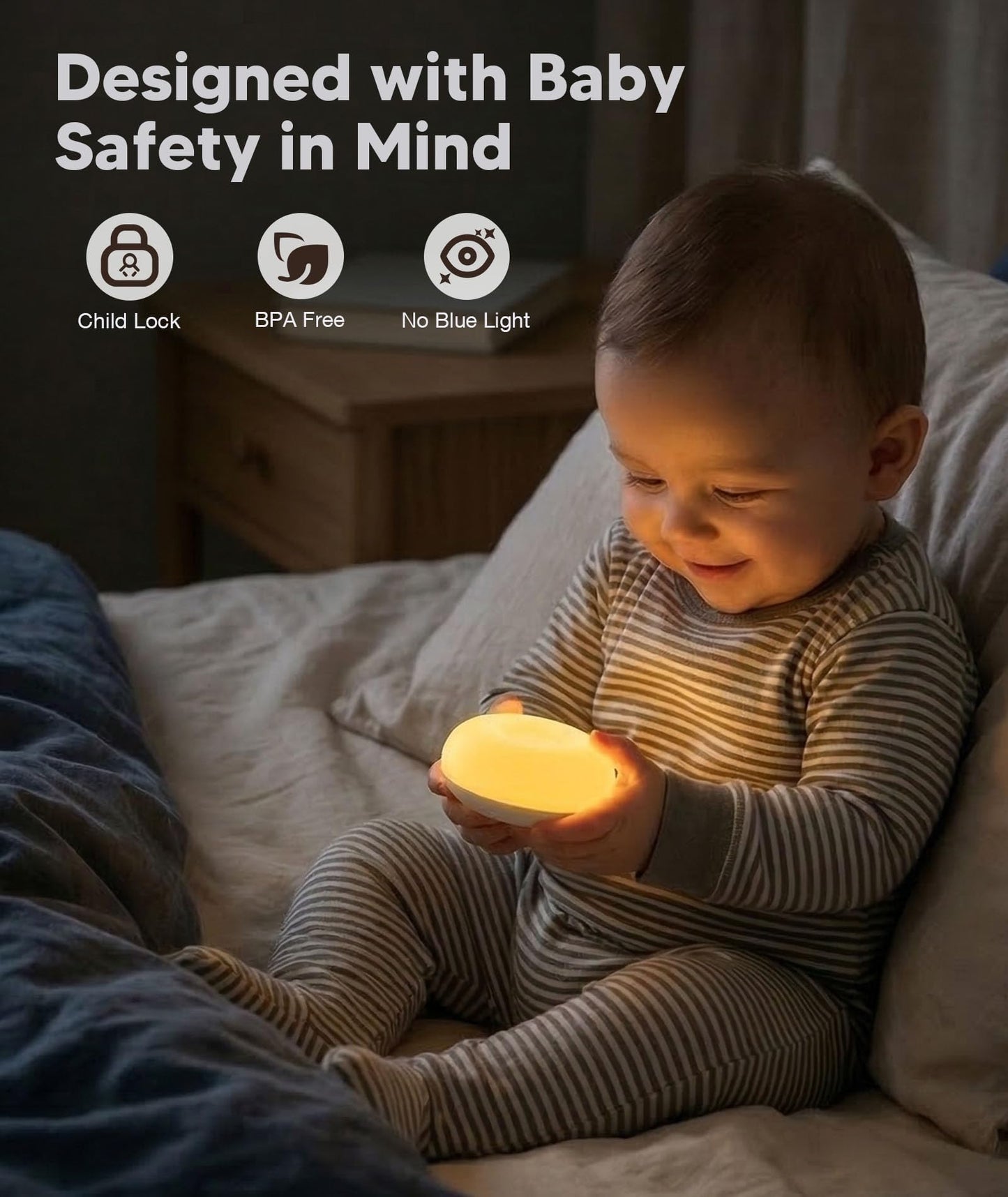 Baby Night Light 1800K No Blue Light, Nursery Night Egg Light for Breastfeeding,Amber BPA-Free Silicone Lamp with Child Lock, Dimmable Touch & Flip Control, Rechargeable Bedside Light for Kids Toddler