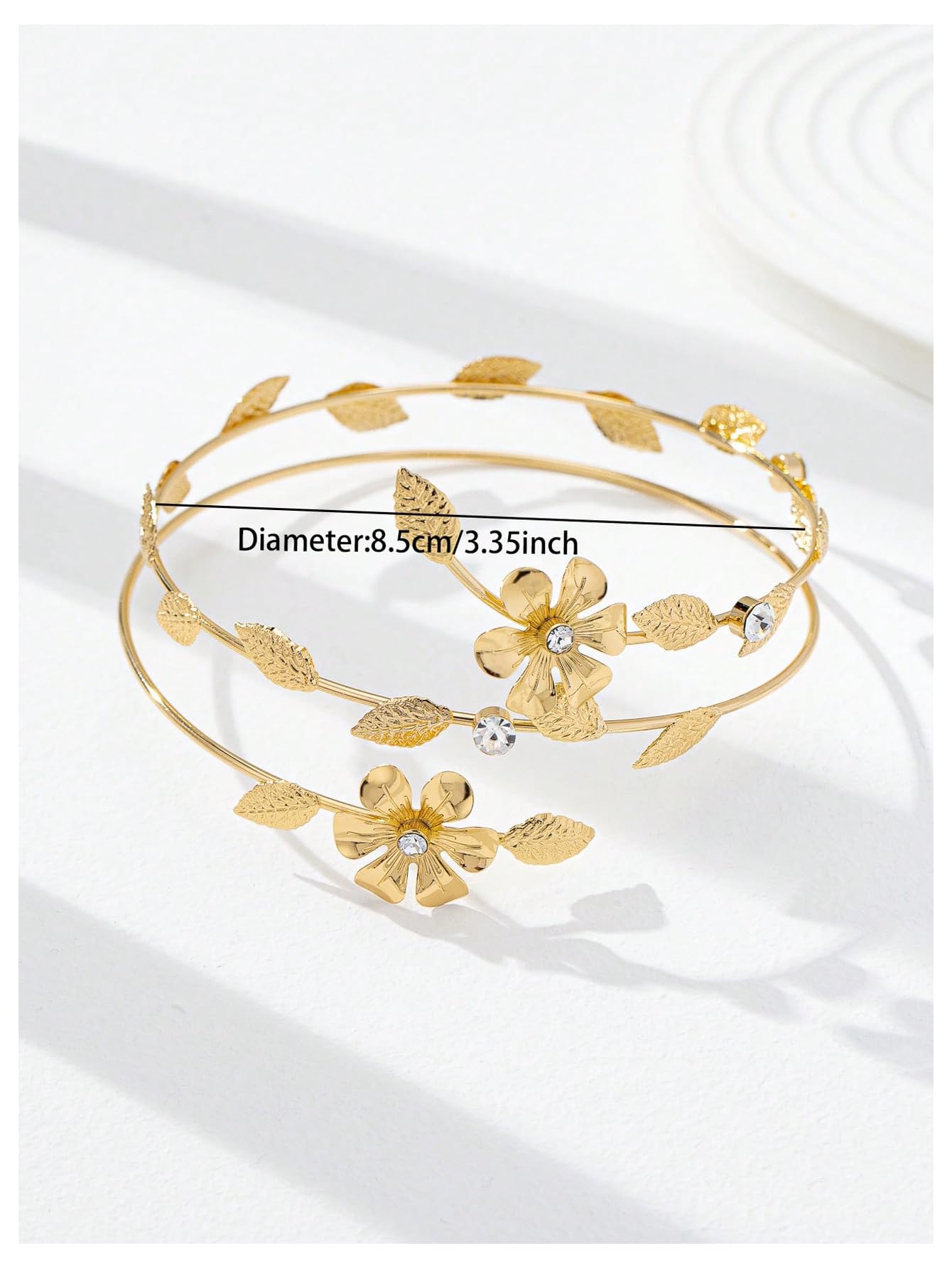 MakeMeChic Beach Gold Arm Cuff Jewelry for Women Bangle Band Armlet Flower Upper Arm Cuff Bracelet Summer Beach Essentials Leaf and Flower One-Size
