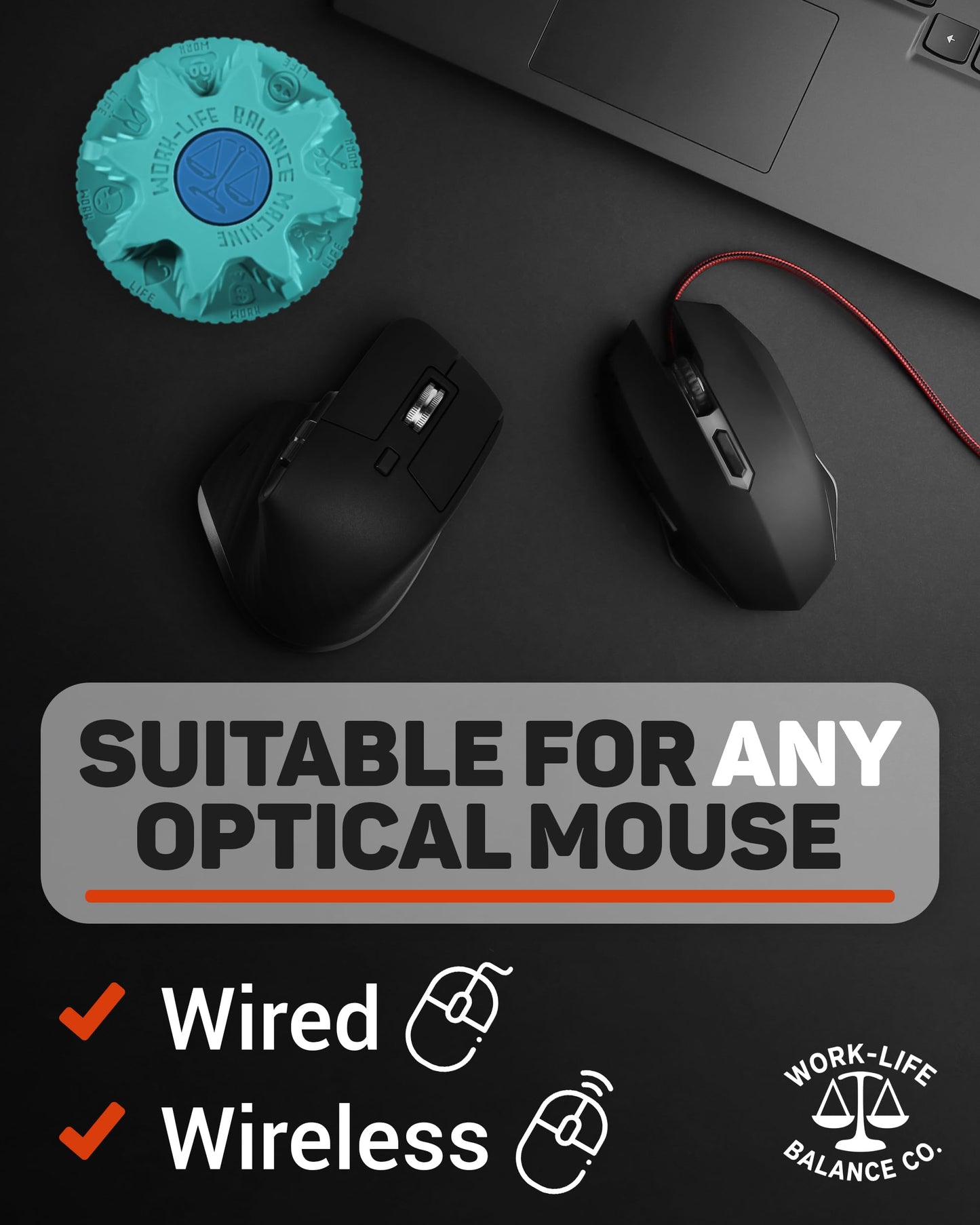 Work-Life Balance Compact Mechanical Mouse Jiggler - Undetectable Device to Keep Mouse Moving and Computer Awake, Cordless Wireless Mover for Remote Work Essentials & WFH, Automatic Wiggler - Aqua