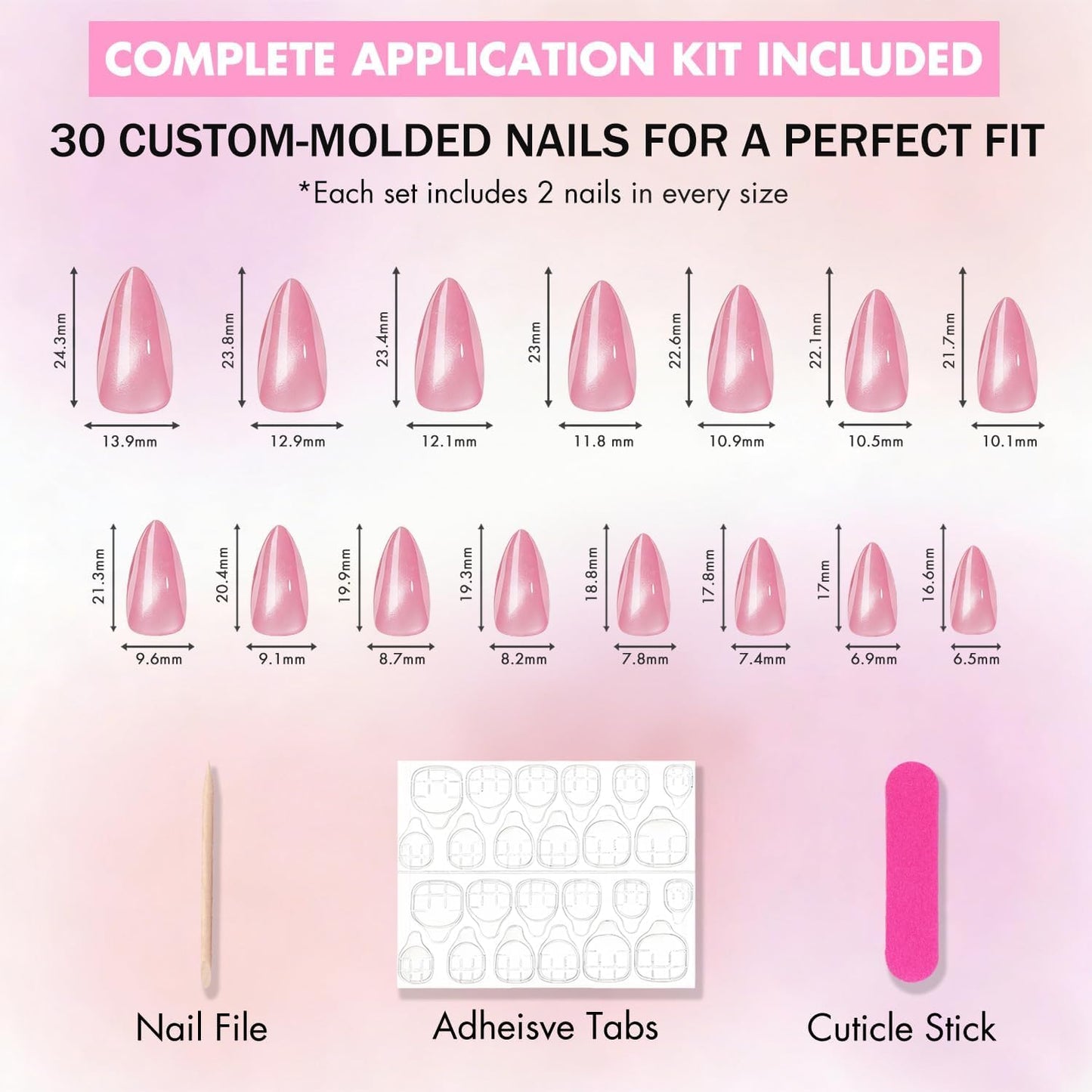KQueenest Cat Eye Press On Nails Almond - Amber Brown Press On Nails Medium Stiletto, 30 Pcs 15 Sizes Glitter Fake Nails Press ons, Upgrade Thick Quality, Reusable Reflective Glue on Nail for Women