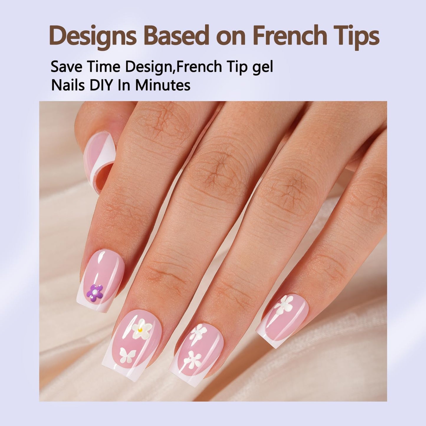 Misssix French Tip Press On Nails, 150Pcs French Gel Nail Tips Short Square, Pink White Soft Gel Fake Nails, X-BASIC Tips Starter Kit for Nail Art DIY 15 Sizes