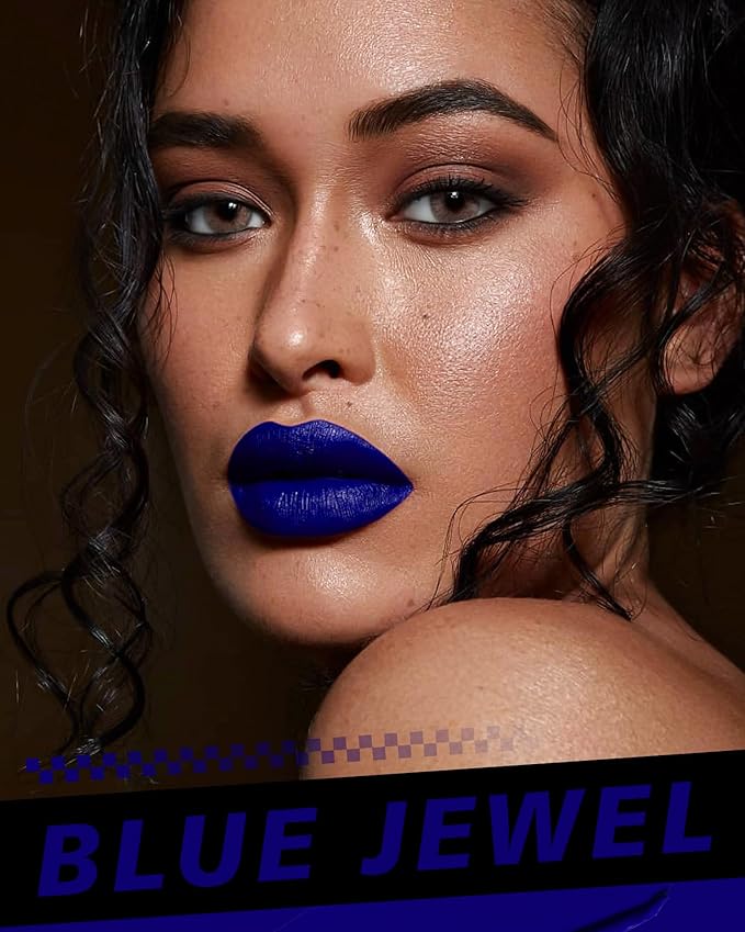 Blue Lipstick Long Lasting, Matte Liquid Lipsticks for Women Non Transfer Smudgeproof Smooth and Easy to Appy Cruelty Free Lip Color, M58