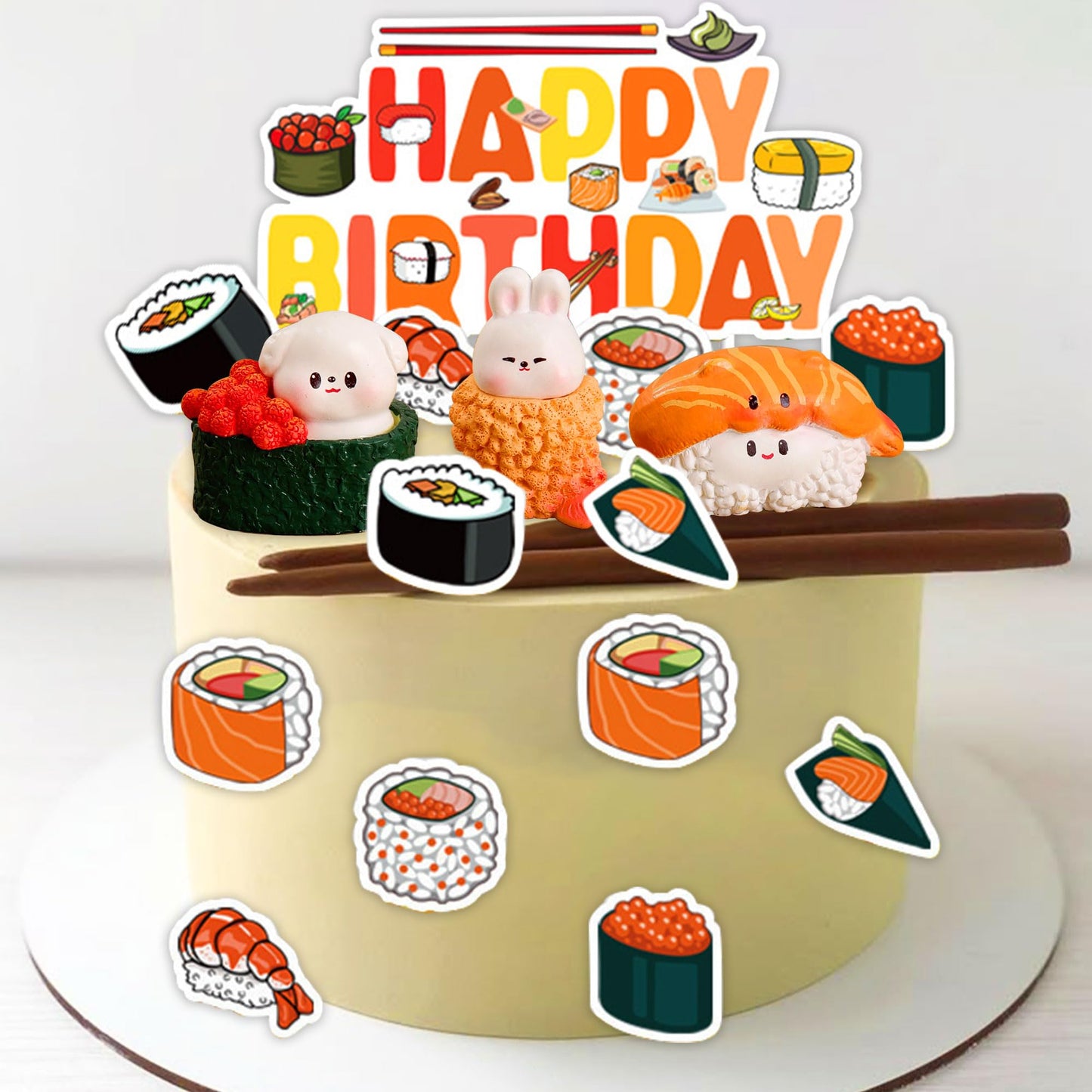 Sushi Cake Decoration for Japanese Birthday Party Decorations Sushi Theme Birthday Cake Topper for Baby Shower Supplies