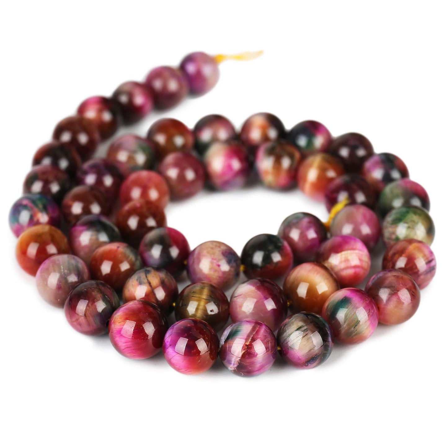 Natural Multi-Color Tiger Eye Beads, Grade AAA Gemstone Round Loose Beads 10MM 40PCs Bulk Lot Options, Semi Precious Stone Beads for Jewelry Making