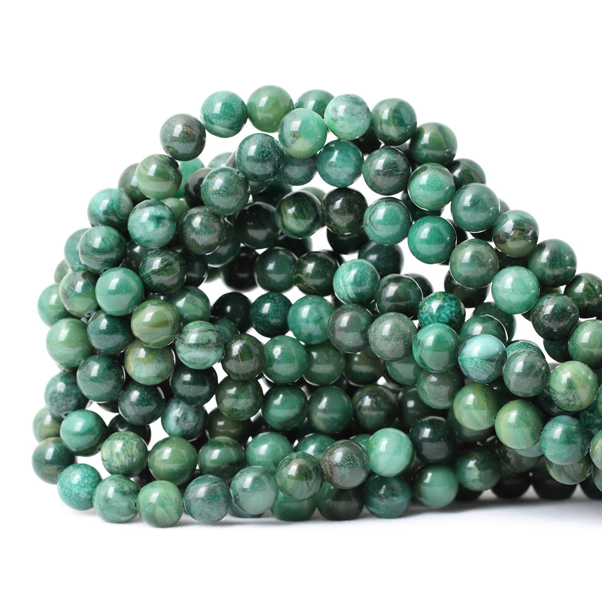 CHEAVIAN 45PCS 8mm Natural Verdite Stone African Jade Gemstone Round Loose Beads for Jewelry Making DIY Findings 1 Strand 15"