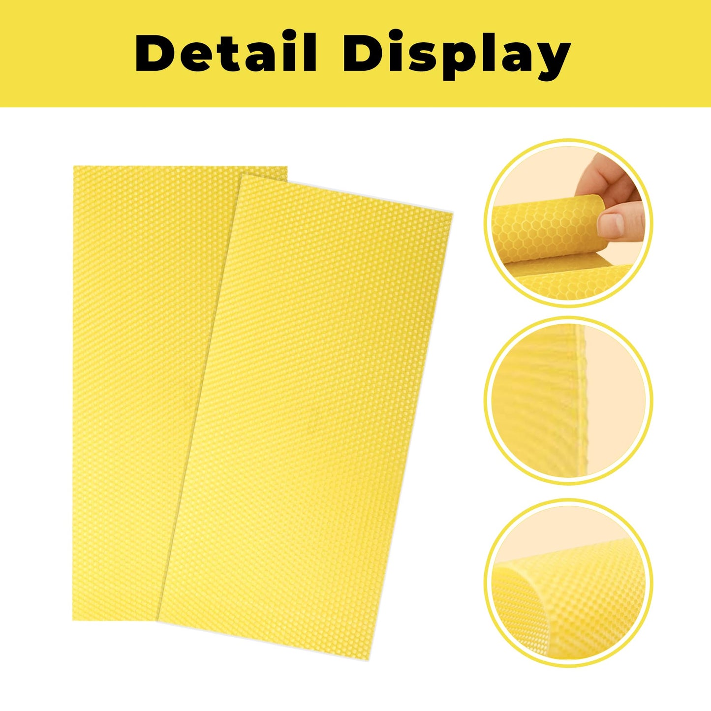 QalryXen 30Pcs Beeswax Foundation Sheets, Natural Honeycomb Wax Sheets for Beekeeping Frames, Easy to Roll for DIY Candle Making & Crafts, 7.7 × 16.3 Inch