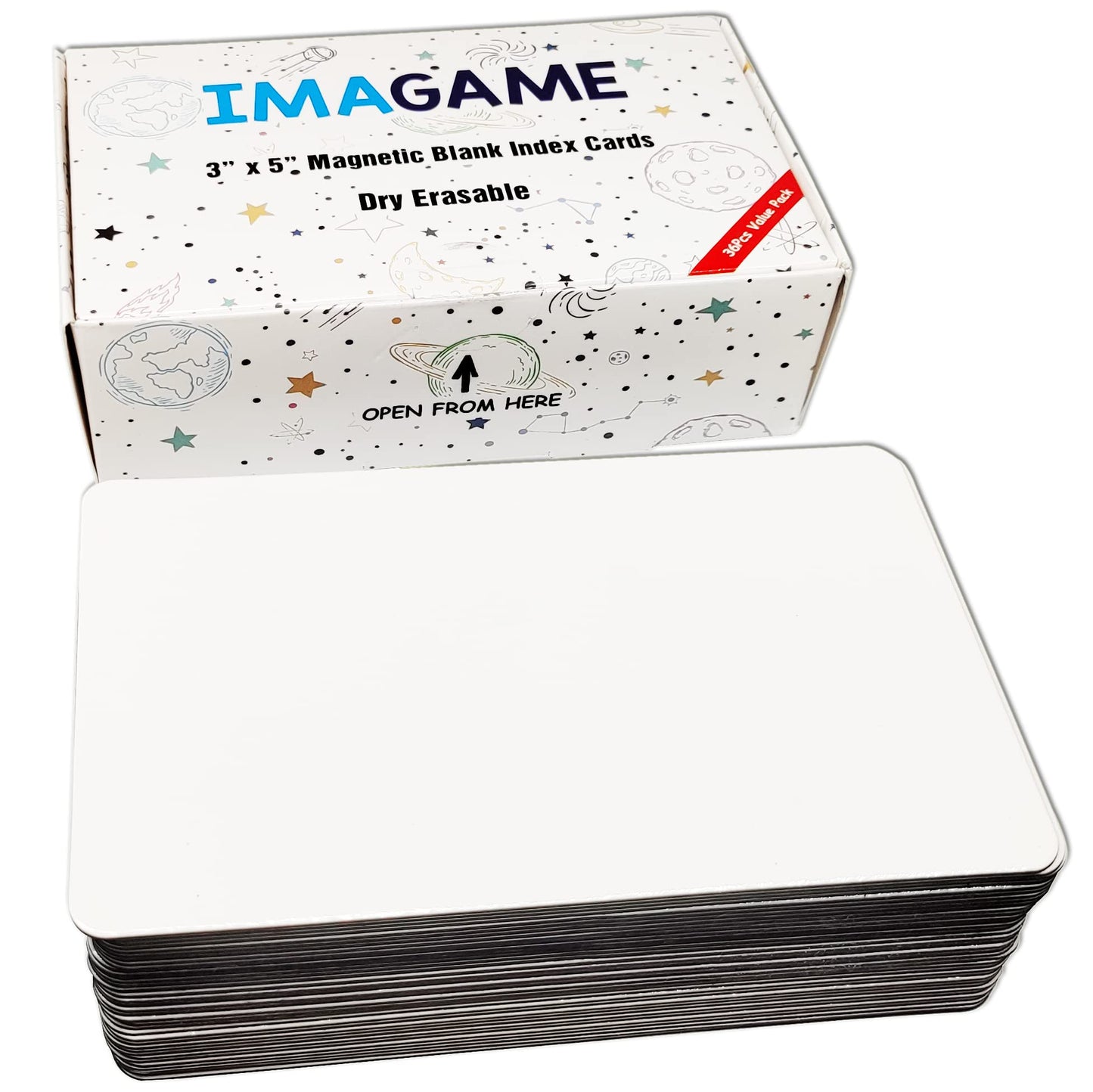 IMAGAME Dry Erase Magnets, Blank Magnetic Dry Erase Labels, 36-Pack, Erasable Magnets for Whiteboard, Multipurpose White Magnetic Labels to Write On for Classroom, Home, Education, Office, 3" x 5"
