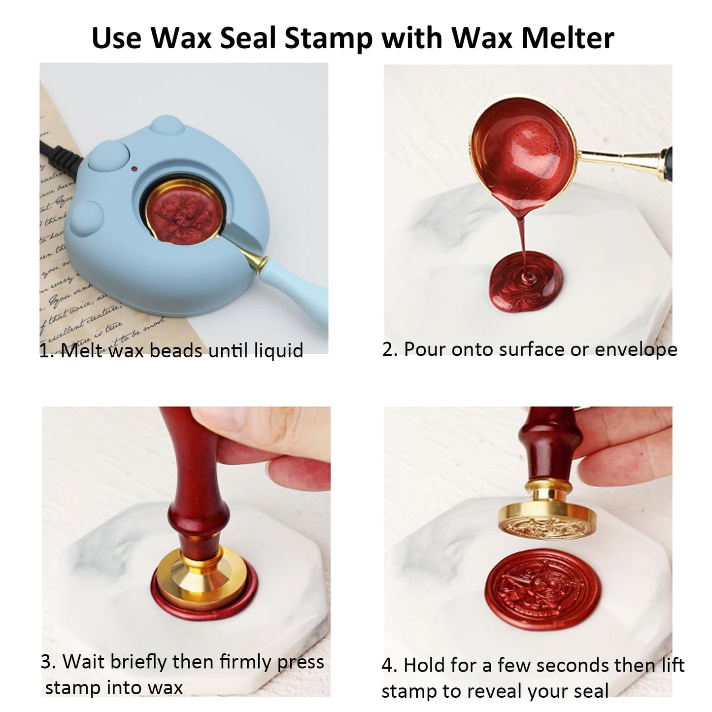 Andotopee Vintage Embossed Frame Wax Seal Stamp - 3D Relief Photo Frame Seal Stamps with Wood Handle, Retro Sealing Wax Stamp for Wedding Invitations, Scrapbooking, Letters(Oval #6)