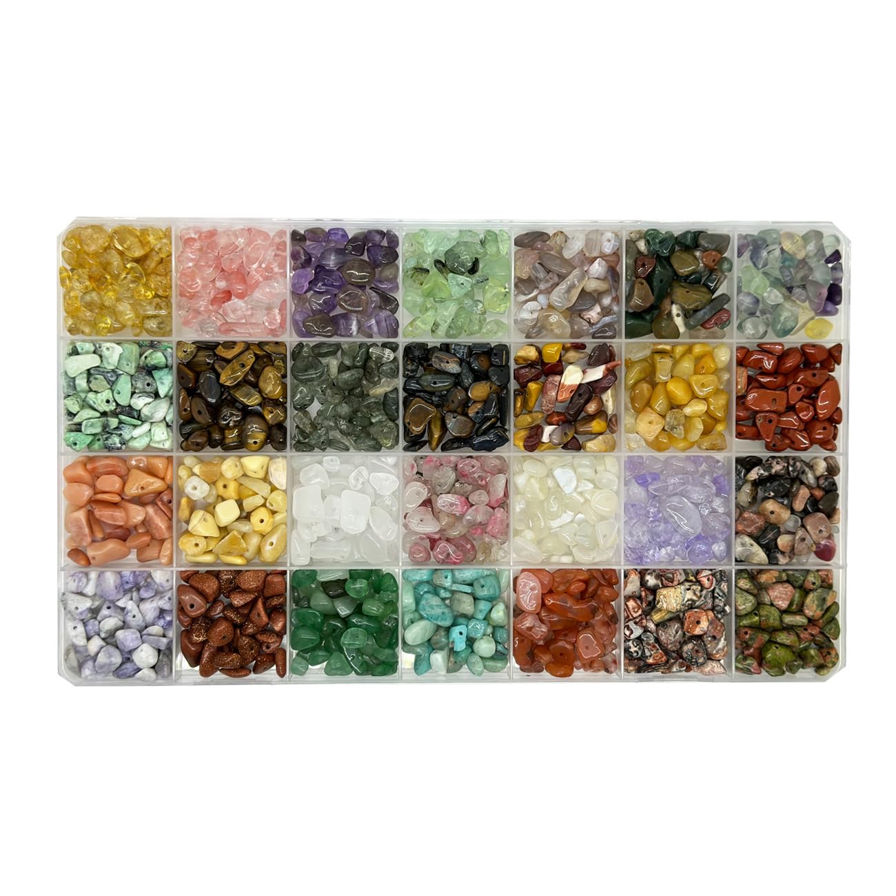 Yephac Jewelry Making Kits with 28 Colors Gemstone Chips, Healing Crystal Ring Maker Kit with Jewelry Making Supplies (28 Colors-1)