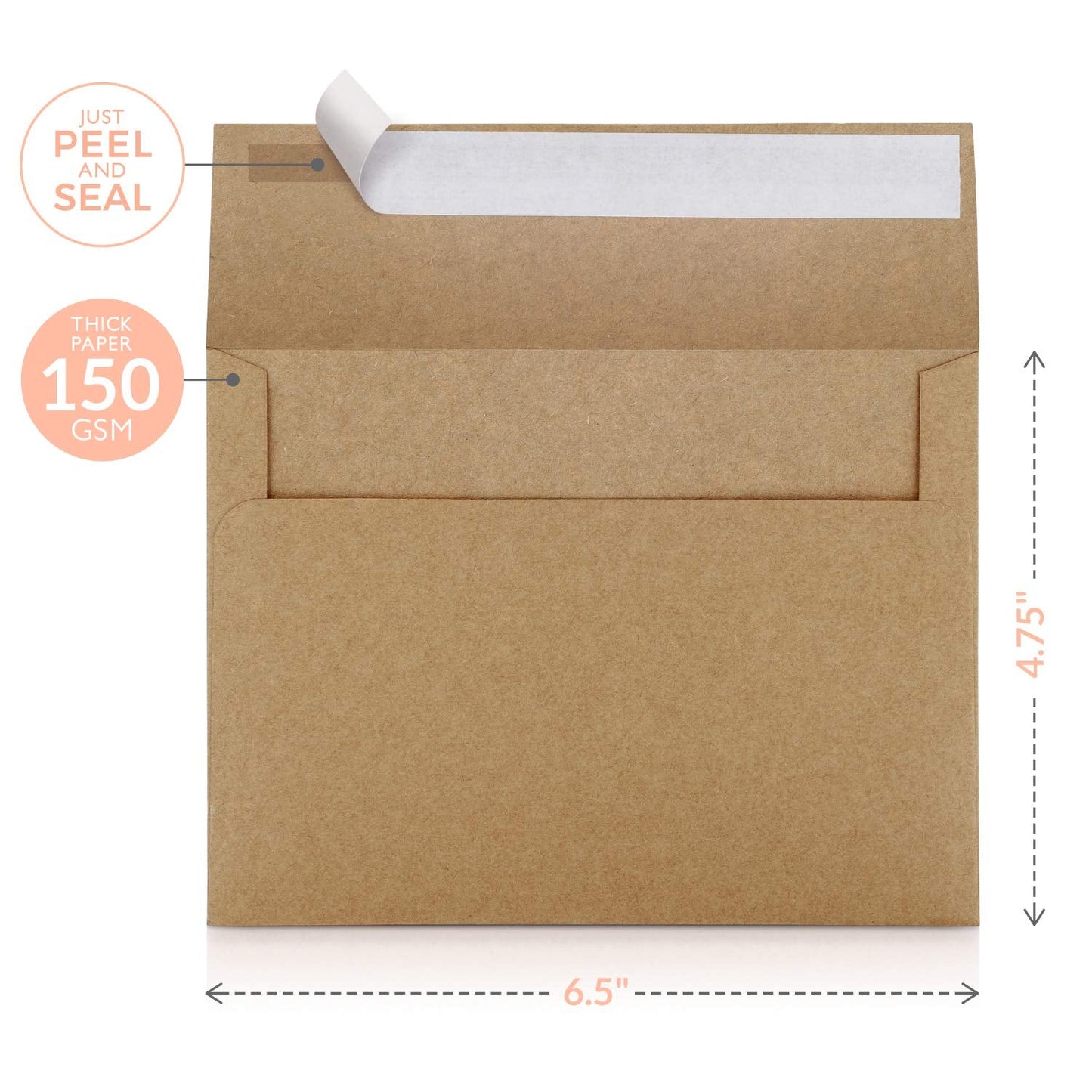 Sweetzer & Orange A6 Envelopes for 4x6 Cards. (100 with Box), Self Seal Brown Paper Mailers, Luxury 150gsm For Greeting Card and Invitation Holders, Postcard Wedding, RSVP Cards Plain Mailing Inserts