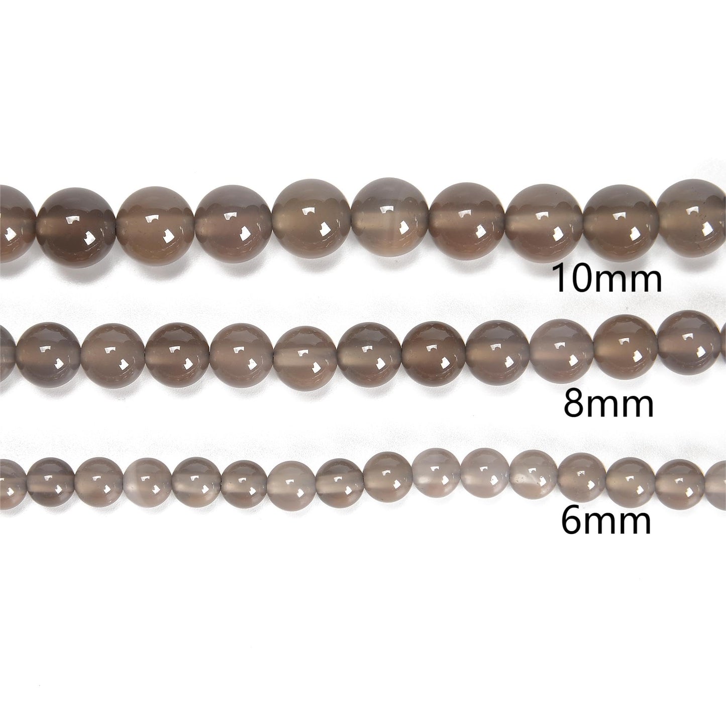 48Pcs 8mm Grey Agate Natural Round Loose Real Stone Beads Gemstone Genuine for DIY Hand Made Craft Jewelry Bracelet Earring Necklace String Making Energy Healing Power
