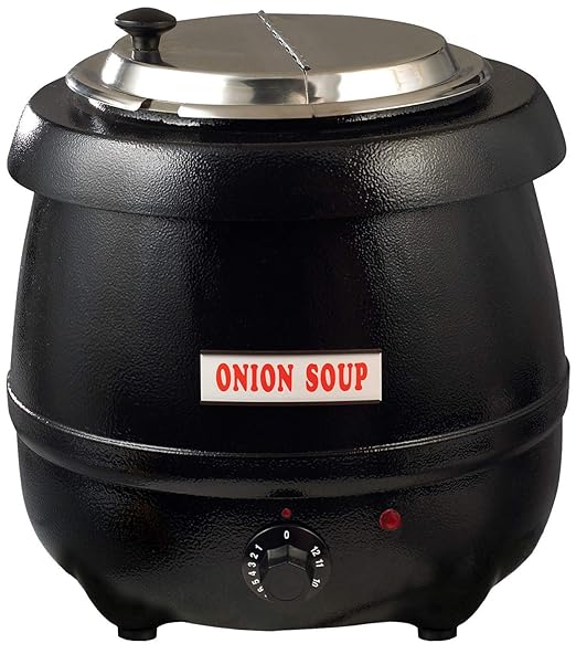 Winco Electric Soup Warmer, 10.5-Quart,Black & FW-S500 Commercial Portable Steam Table Food Warmer 120V 1200W,Stainless Steel,Large