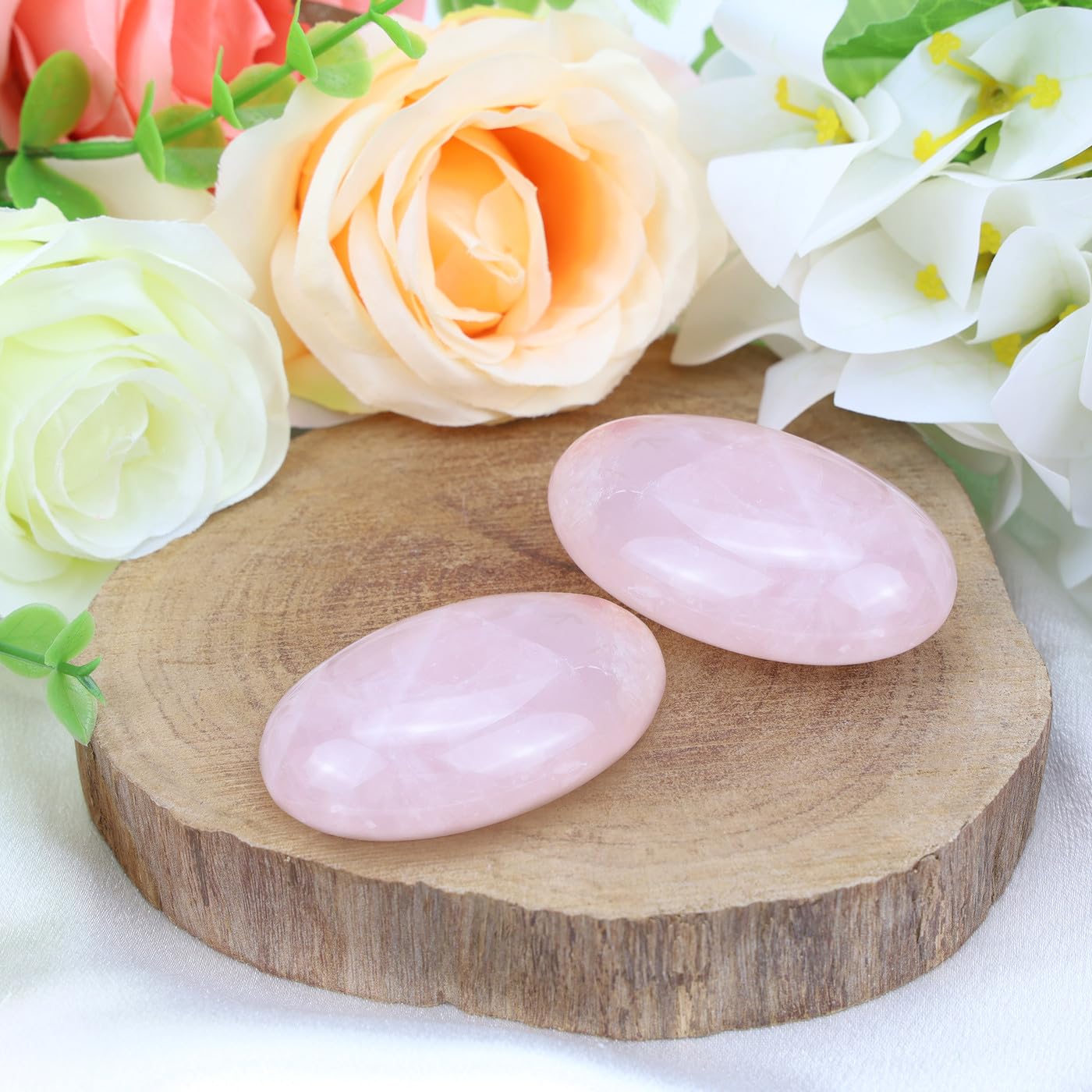 MAIBAOTA 2.4" Large Rose Quartz Crystals Stone Polished Palm Stone Healing Crystals 0.7" Thick Natural Reiki Gemstone Worry Stone Energy Balancing Anxiety Stress Relief Meditation 1 Pc