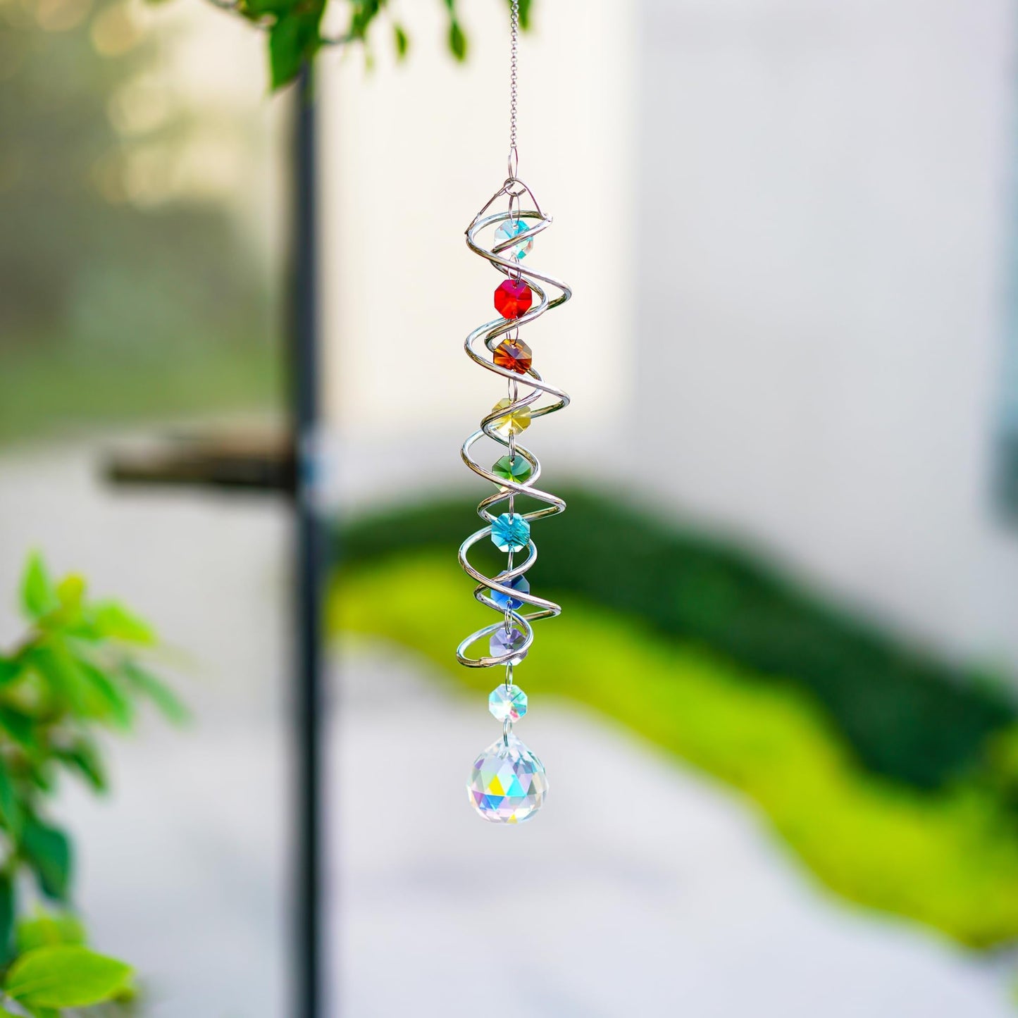 H&D HYALINE & DORA Crystal Decorative Wind Spinner, Crystal Suncatcher Assembly Craft Kits, Rainbow Prisms Beads Pendant, Crystals Hanging for Home Garden Decor