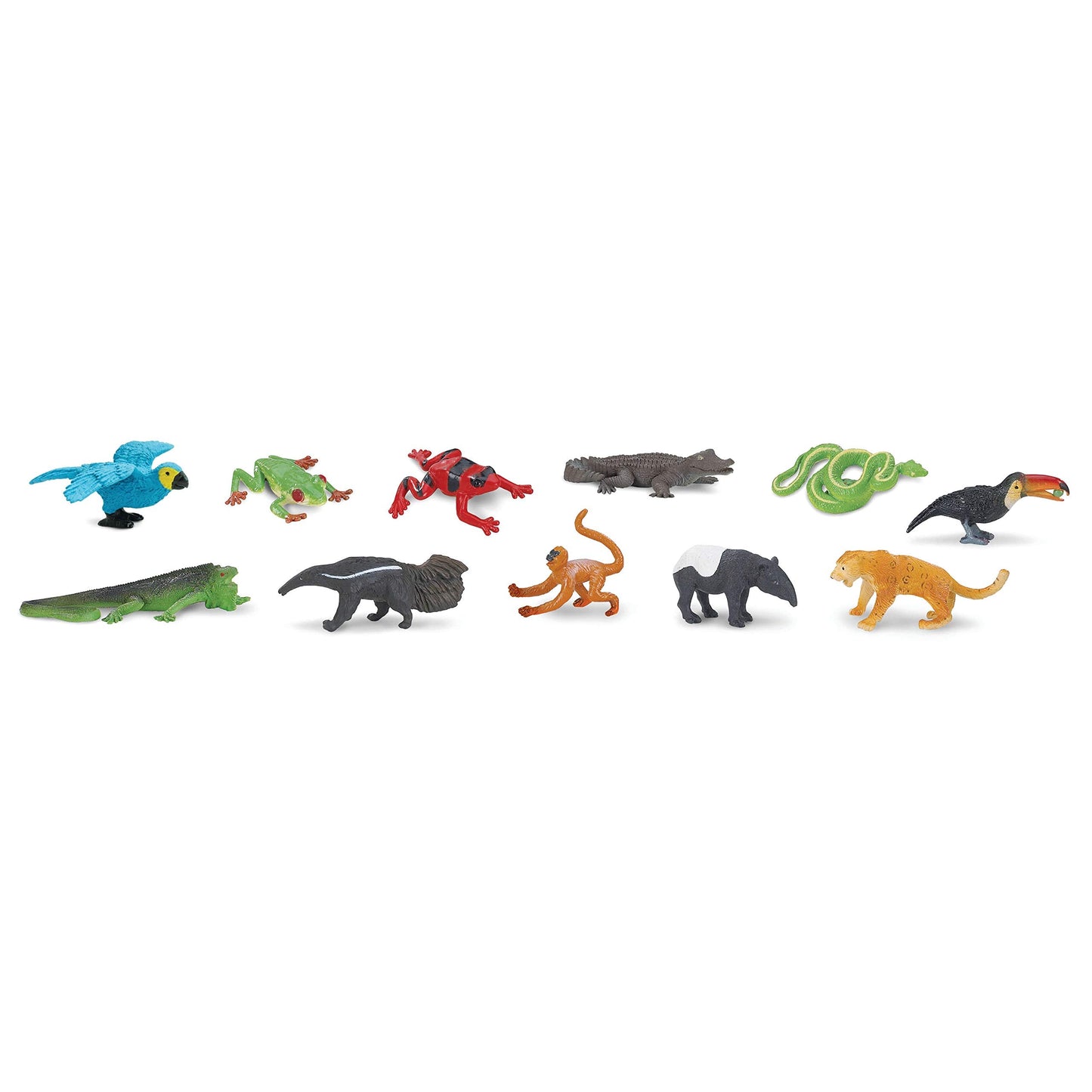 Safari Ltd. Rainforest TOOB - 11 Figurines: Macaw, Frogs, Toucan, Iguana, Monkey, and More - Educational Toy Figures For Boys, Girls, and Kids Ages 3+