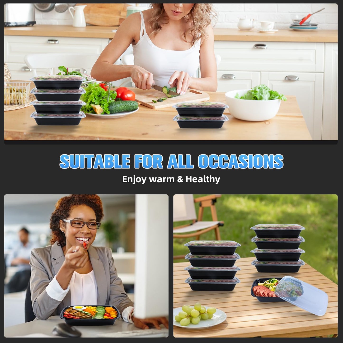 Meal mates 50 Pack (100-Piece) 28oz Meal Prep Containers, 50 Pack (100-Piece) Rectangle,BPA-Free, Food Safe & Leakproof Reusable Plastic Food Storage – Microwave Safe, Stackable Takeout Boxes