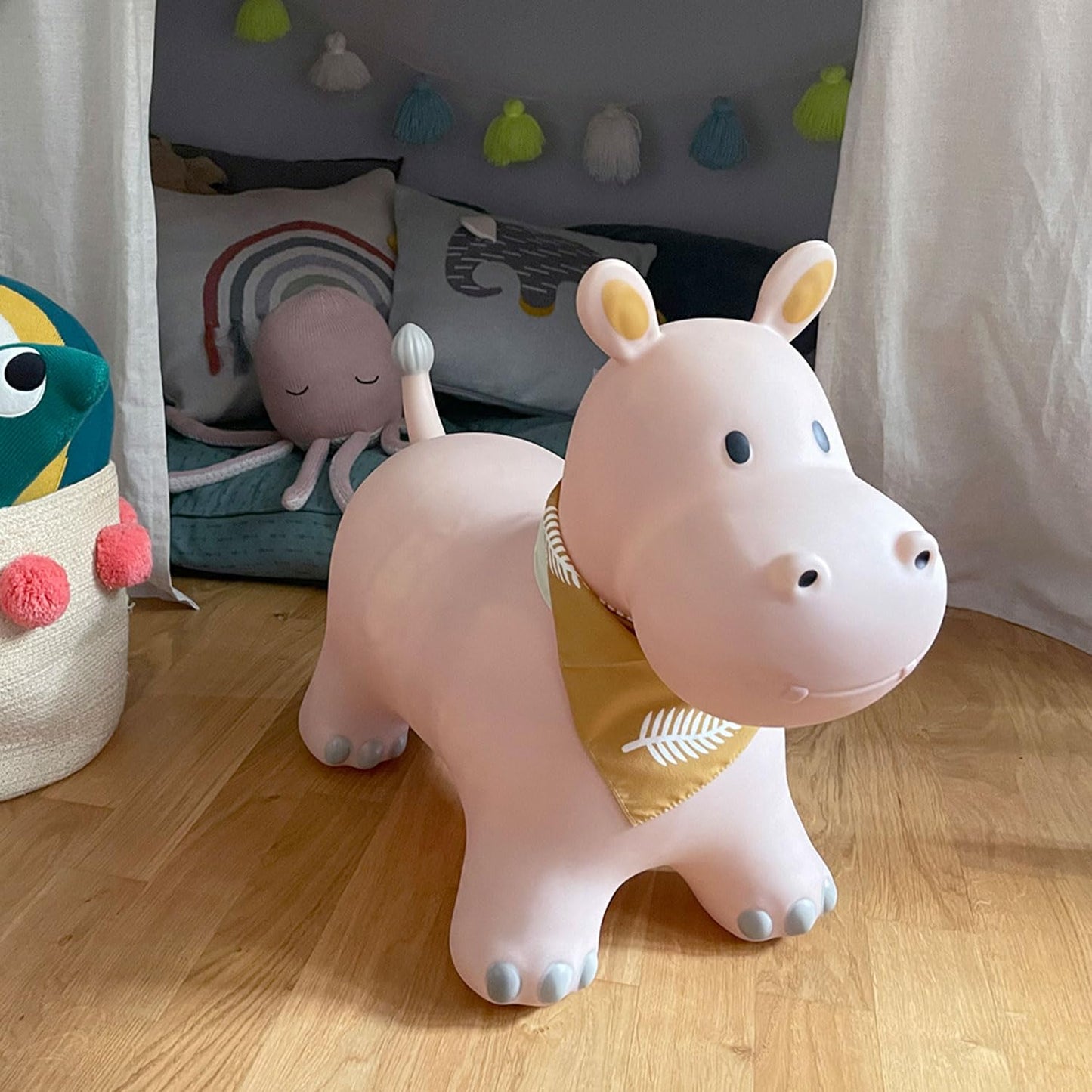 Kindsgut Bouncy Animal Hopper – Inflatable Bouncing Ride-On Toy for Kids & Toddlers Age 2+, Designed in Germany, Indoor & Outdoor, Hippo