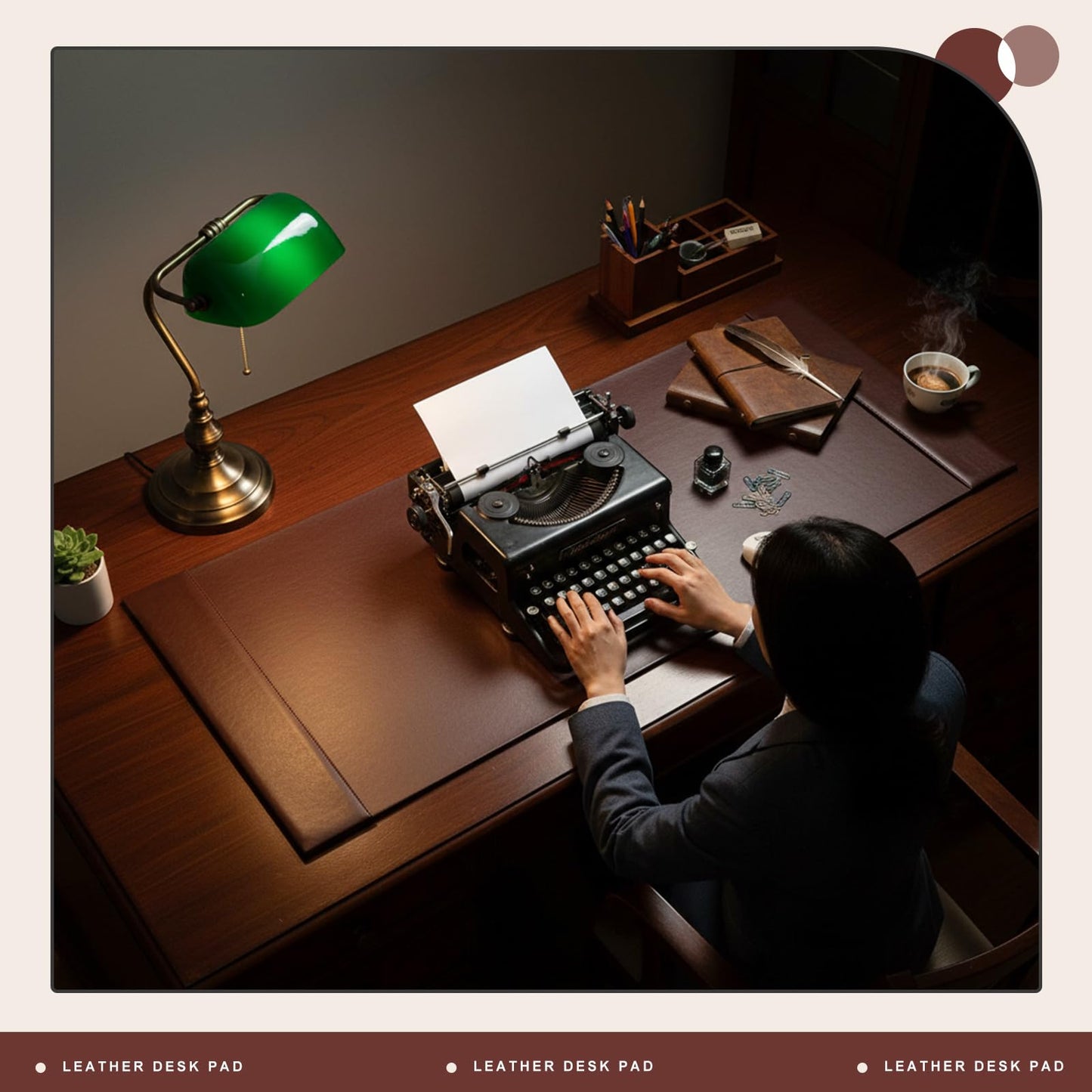 Saysurey 47.2 x 17 Inch Leather Desk Pad Protector with Side Rails, Executive Office Desk Mat for Home Workspace, Writing Surface, Mouse & Keyboard Pad, Elegant Gift for Men Dad Husband(Brown)