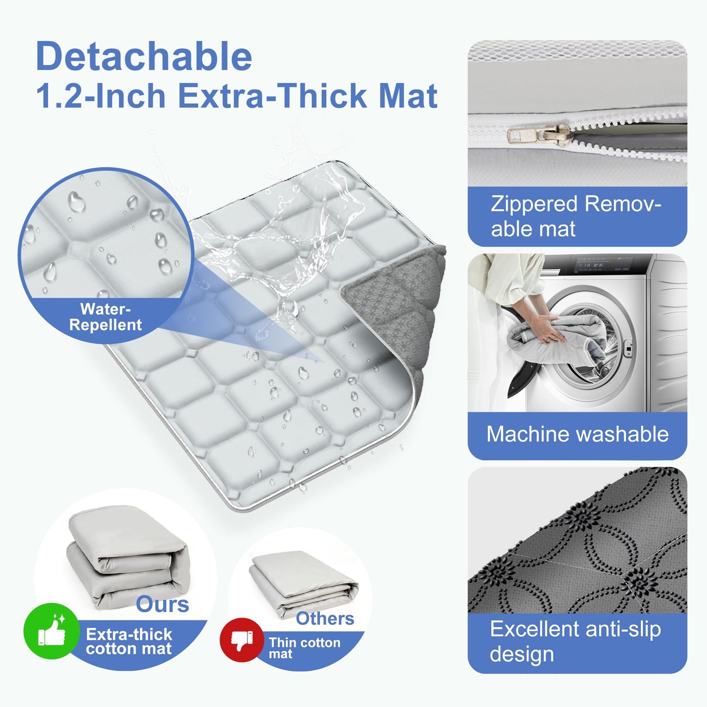 Foldable Baby Playpen with Detachable Thicken Mat, 50X50 in Foldable playpen for Babies and Toddlers, Indoor&Outdoor Portable palypen. Quick Installation&Quick Folding Baby Play Pen
