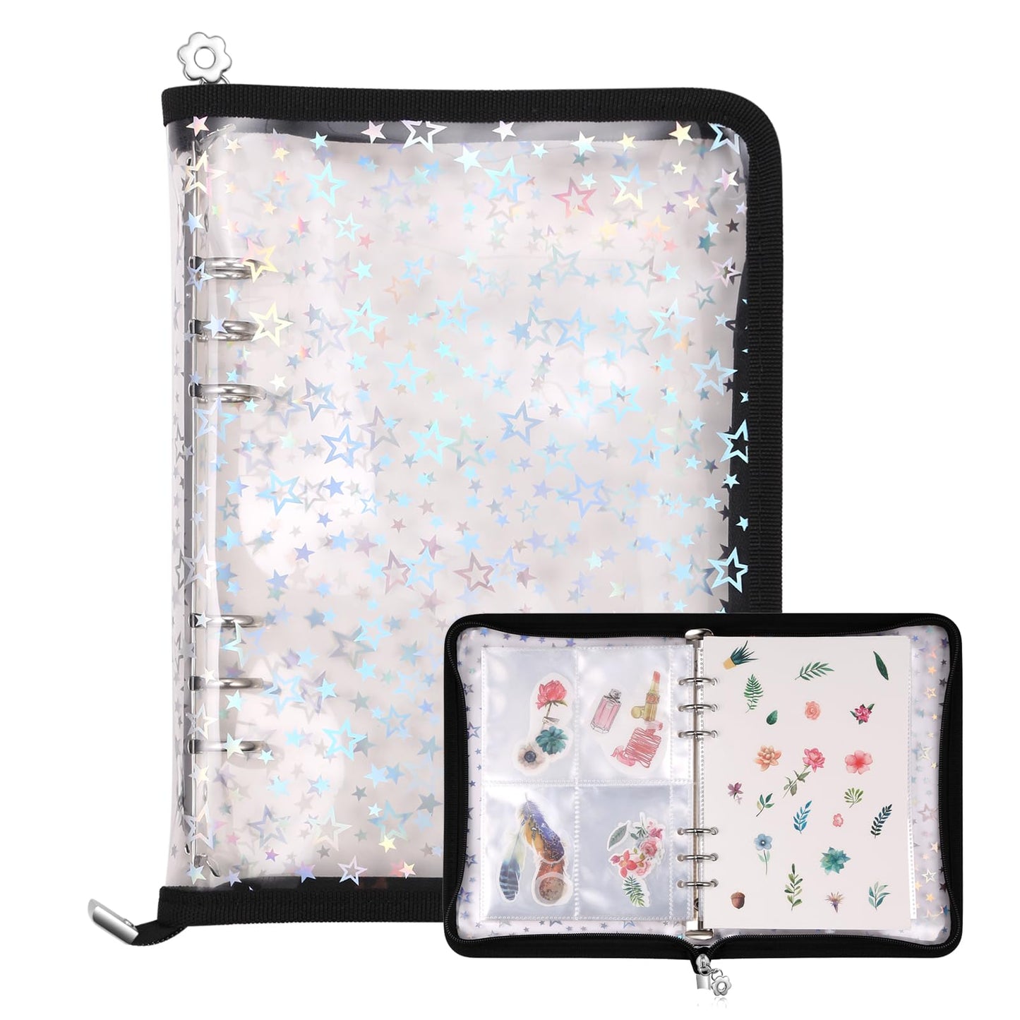 MUDOR 4 in 1 Sticker Storage Organizer, A5 Sticker Collecting Book Album Holder Binder with 140 Pockets Sleeves and 20 Sheets Reusable Release Paper,Black