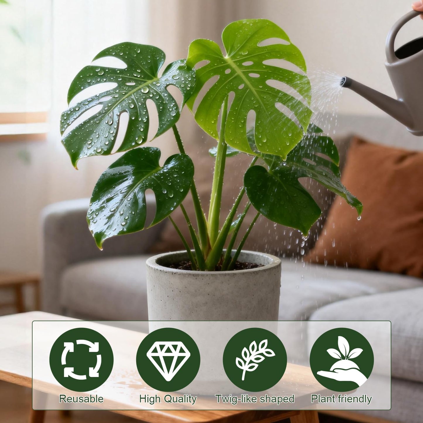 12pcs Plant Support Stakes, Monstera Plant Support Stakes for Indoor Plants with 20 Meter Binding Wire, 2 Meter Velcro Roll and 50 pcs plant clips, Perfect for Supporting Monstera and Climbing Plants