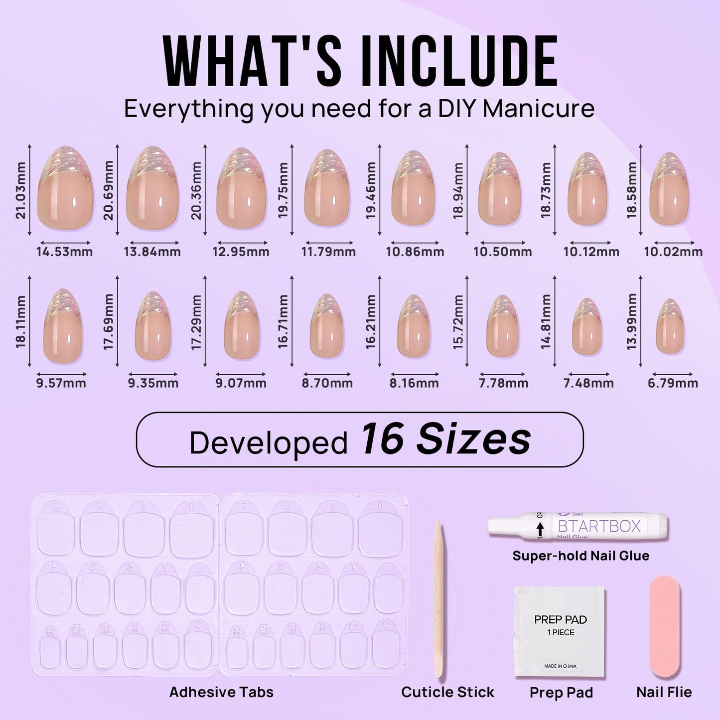 BTArtbox French Tip Press On Nails - Classic & Athena