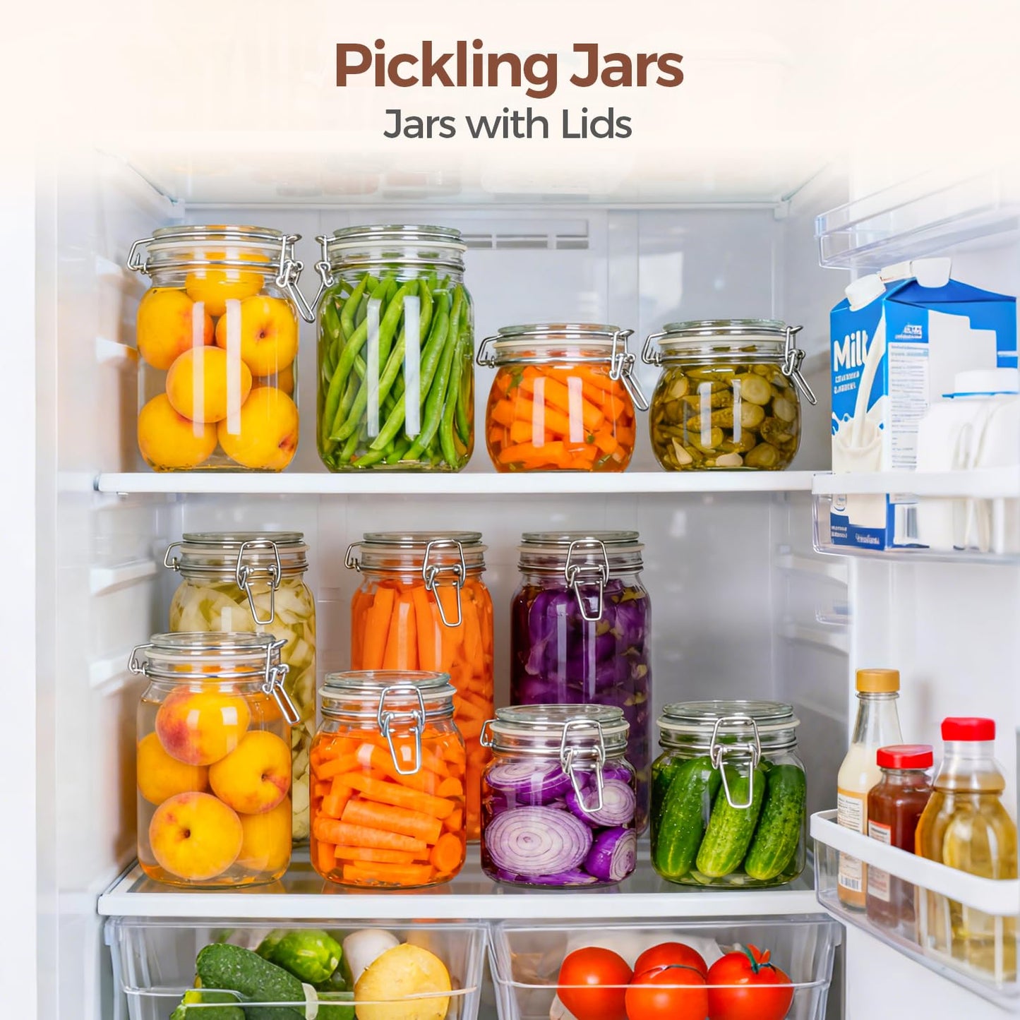ComSaf 6-Pack 27oz Square Glass Pantry Canisters, Aesthetic Food Storage Jars for a Full Makeover, Modular Containers for Coffee, Sugar, Cookies, Snacks & Spices