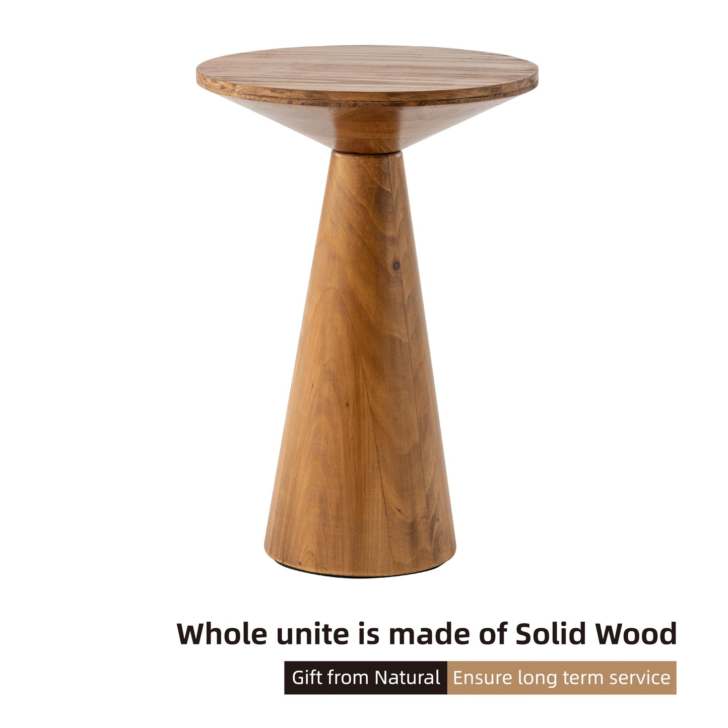COZAYH Small Pedestal End Table Round Farmhouse Martini Table Wood Plant Stand Rustic Drink Table for Small Space Living Room, Walnut