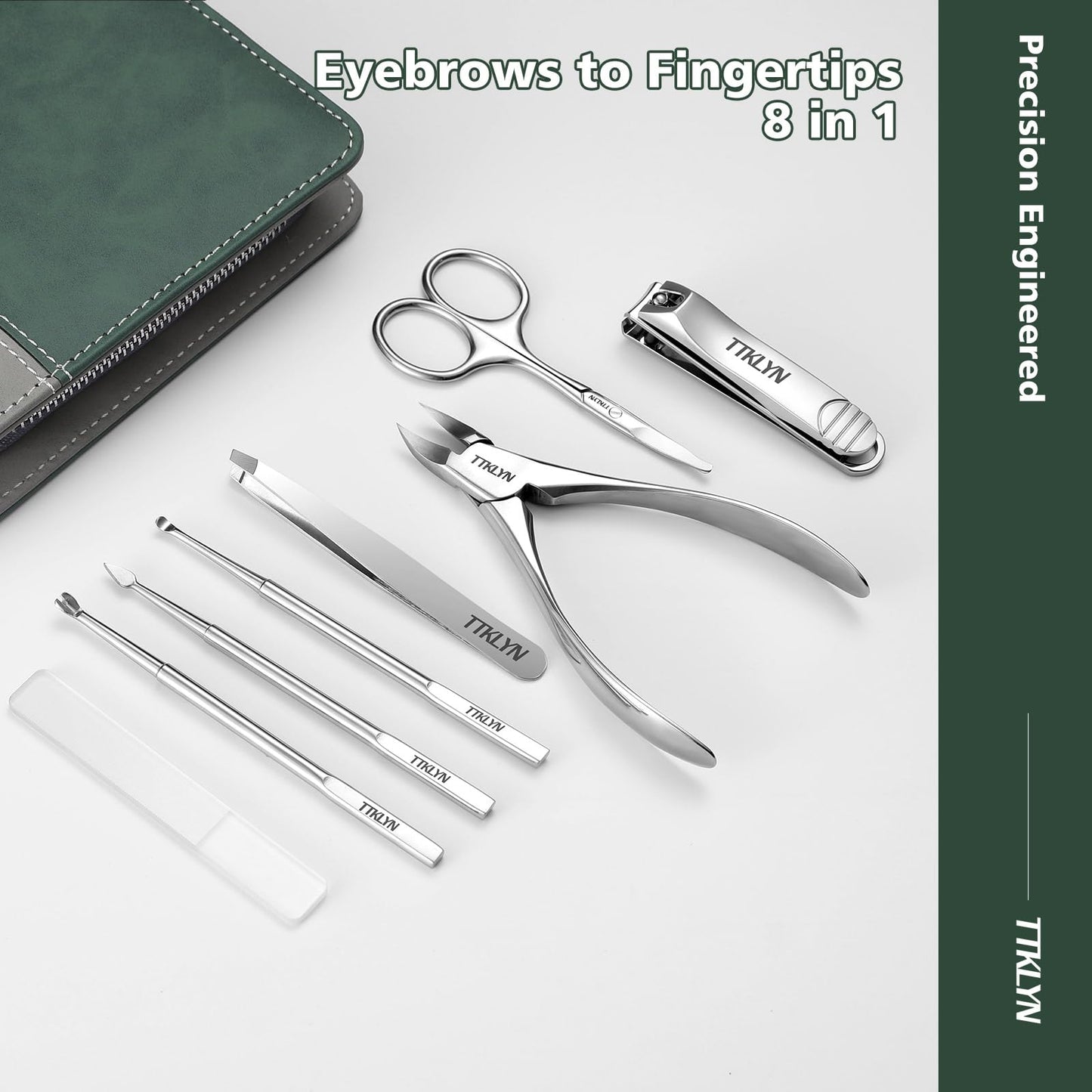 TTKLYN Manicure Kit for Women, Stainless Steel Nail Kit with PU Leather Case, Precision Pedicure Tools for Feet